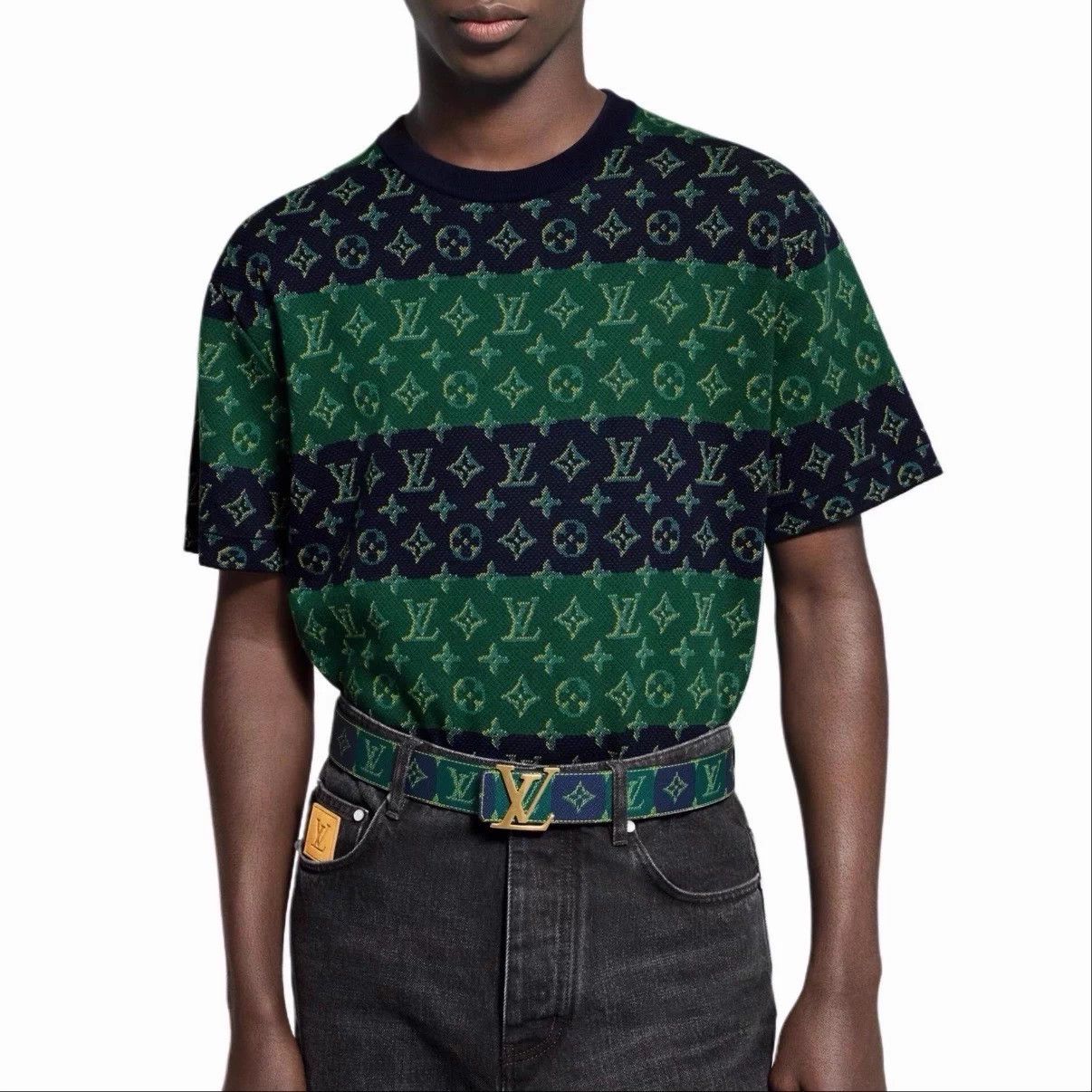 Louis Vuitton LV Knit SS T-Shirt Teal Green XL Jacquard Logo Size US XL / EU 56 / 4 - 4 Thumbnail