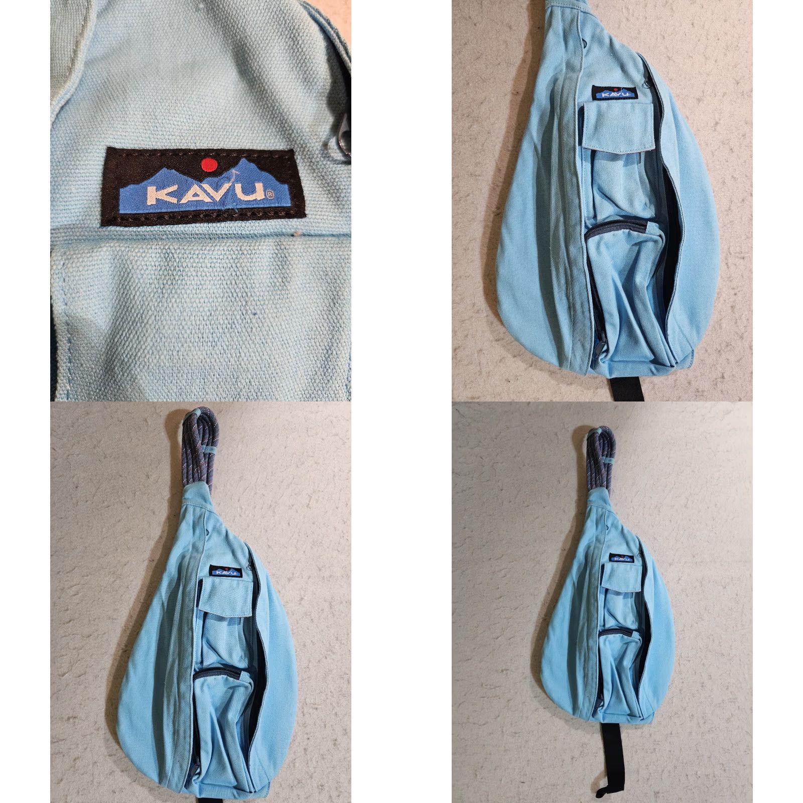 KAVU KAVU Rope Sling Bag Crossbody Backpack Cotton 5 Pocket Design - Medium Size Unisex Blue Size ONE SIZE - 9 Thumbnail