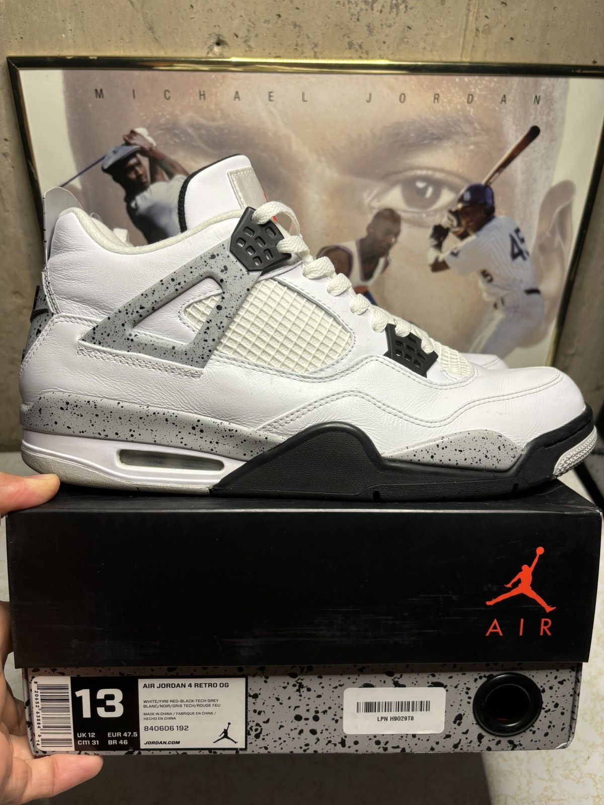 Jordan Brand Air Jordan 4 Retro OG 2016 White Cement 2016 Size US 13 / EU 46 - 1 Thumbnail