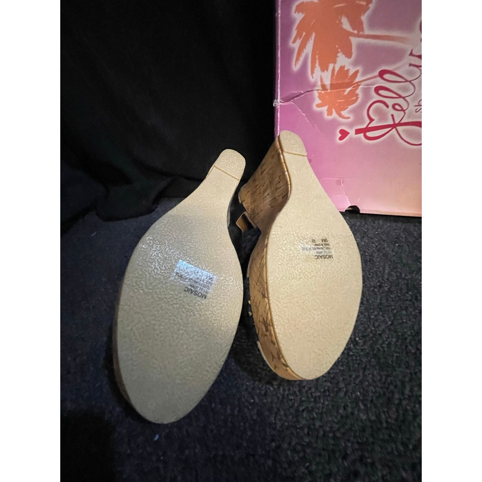 Other Jellypop Mosaic Black Canvas Memory Foam Wedge Sandals Women Size US 9 / IT 39 - 8 Thumbnail