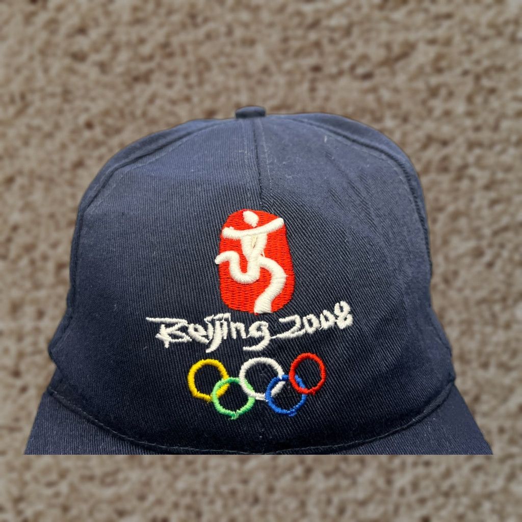 Vintage Beijing 2008 Summer Olympics Hat Cap Strap Back Adult Blue Cotton Embroidered Baseball Cap Unisex Adults Blue Olympics Sports Adjustable Size ONE SIZE - 1 Thumbnail