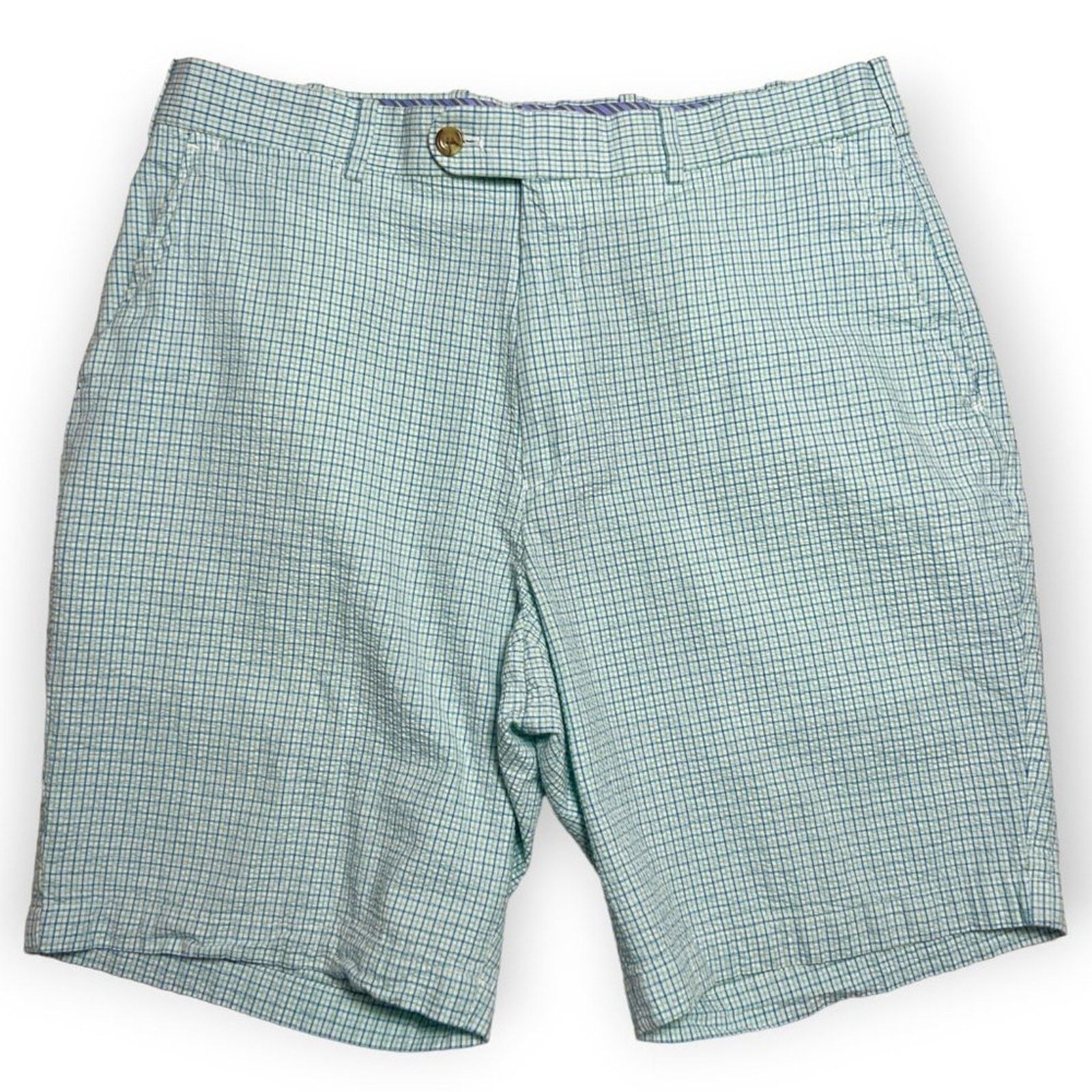 Peter Millar Peter Millar Seersucker Golf Short 34 Green Blue Gingham Size US 34 / EU 50 - 1 Thumbnail
