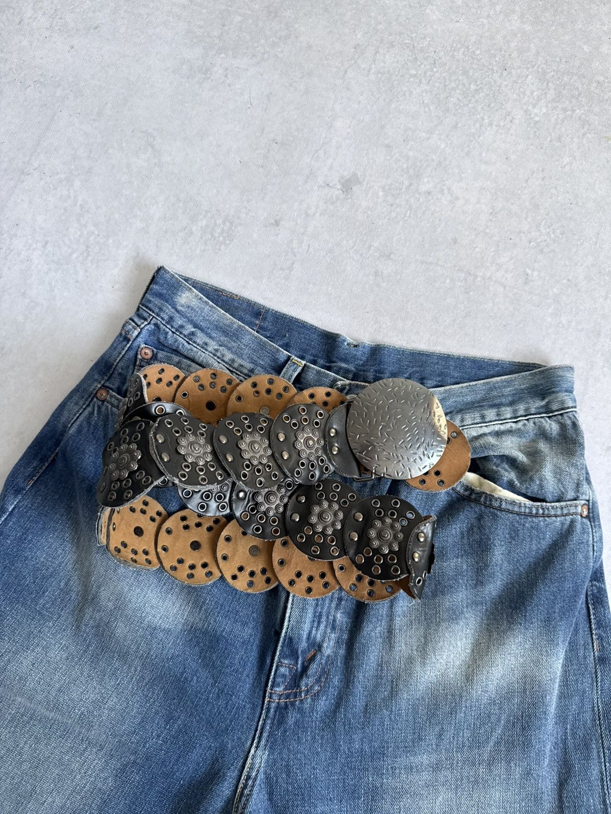 KMRii Vintage KMRii Style Studded Leather Belt Avant-Garde Y2K Size ONE SIZE - 4 Thumbnail