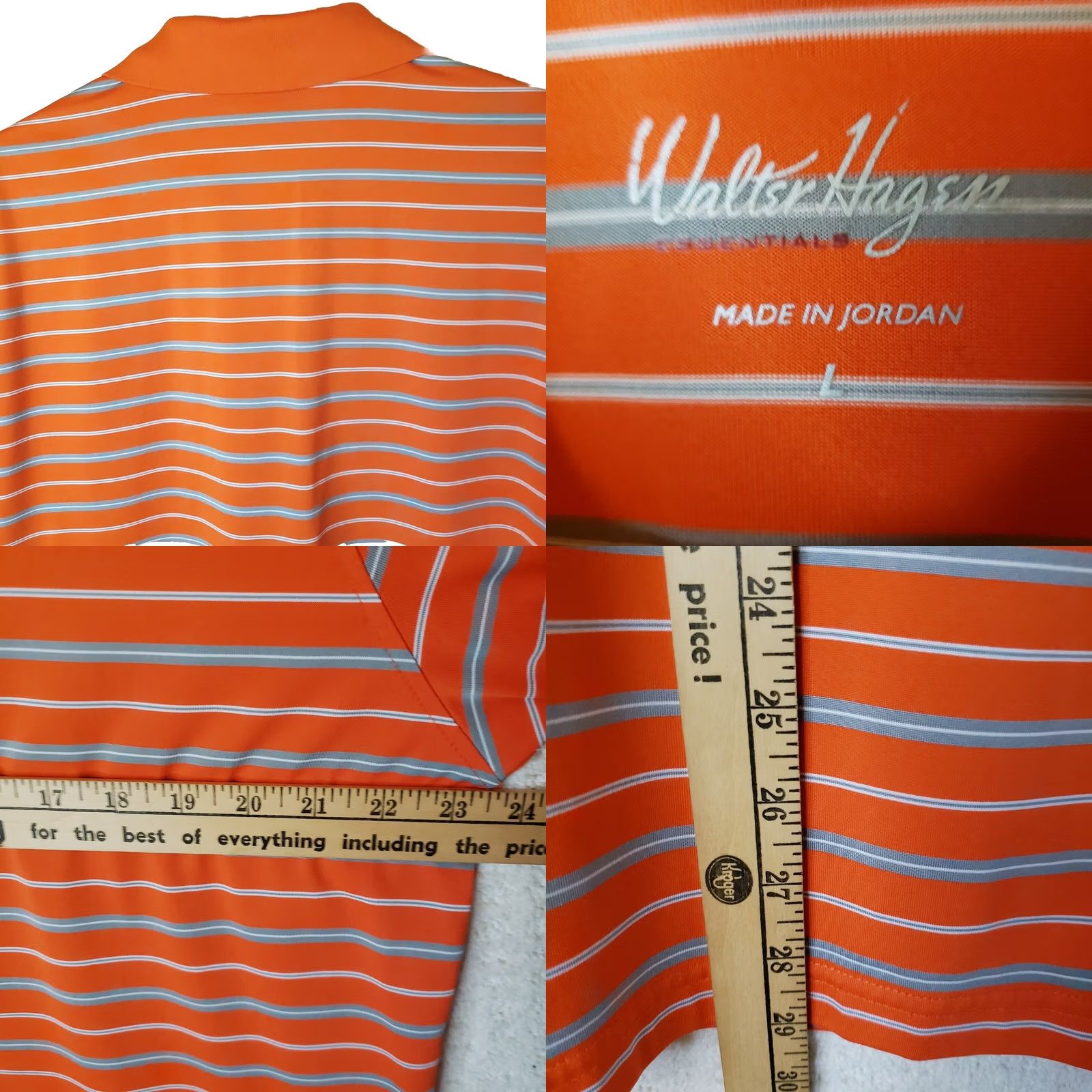 Vintage Walter Hagen Polo Shirt Men L Golf Short Sleeve Orange Striped Polyester Size US L / EU 52-54 / 3 - 8 Thumbnail