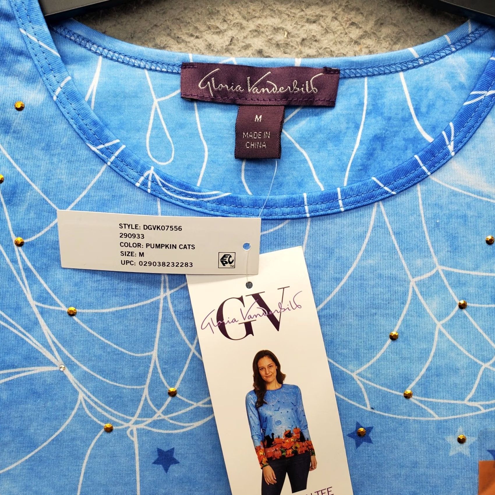 Gloria Vanderbilt Gloria Vanderbilt Halloween Shirt Womens M Multicolor Halloween Theme Long Sleeve Pullover Basic Stretch Breathable Casual Size M / US 6-8 / IT 42-44 - 6 Thumbnail