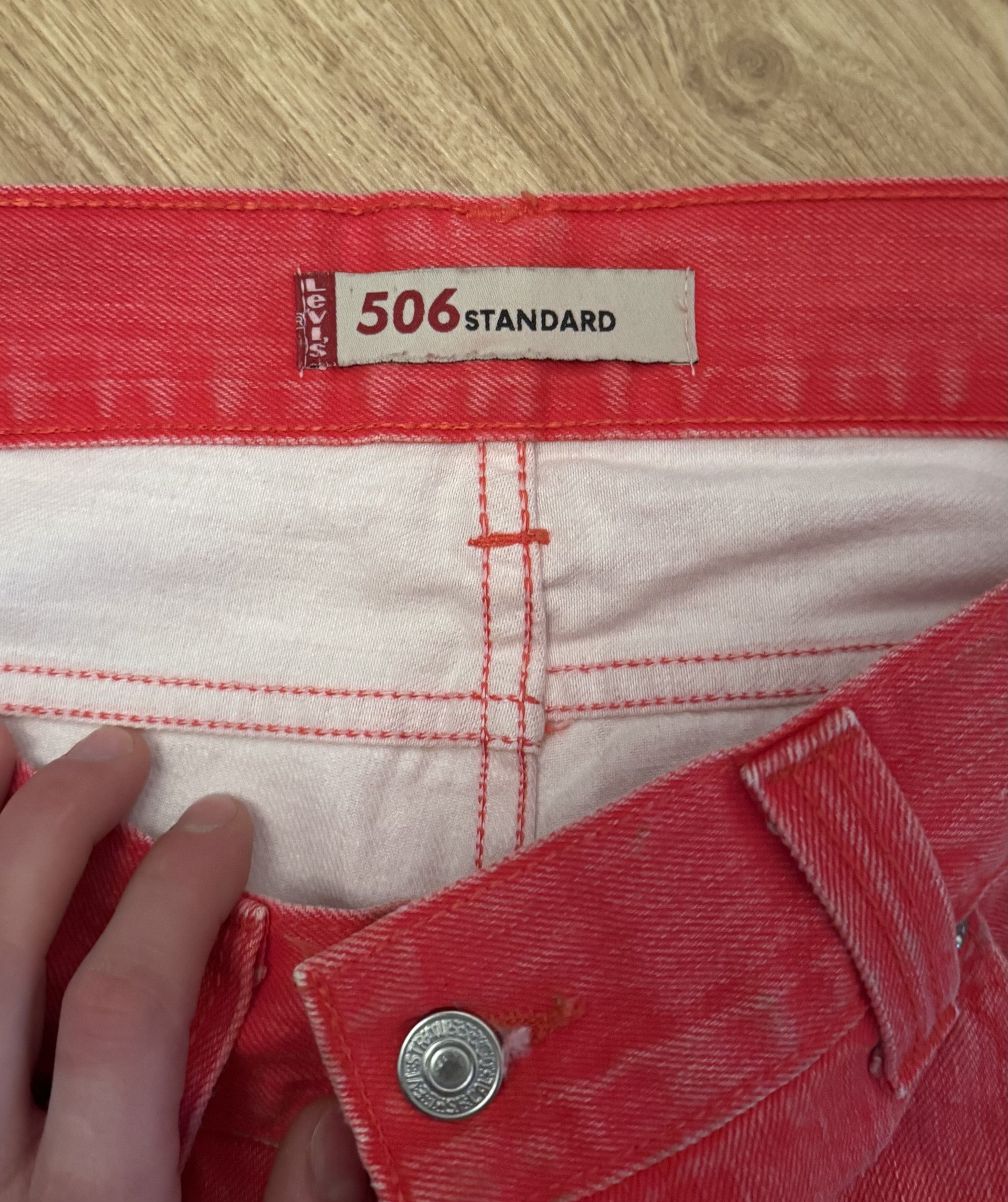 Levi's Vintage 506 Levis Standart Red Denim Jeans Size US 36 / EU 52 - 8 Thumbnail