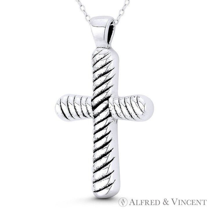 Other Engraved-Spiral-Groove Rustic Christian Cross Pendant Size ONE SIZE - 1 Preview