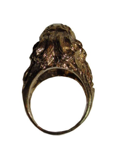Designer 18 kt Gold Plated Brass Etruscan Lion Profile Ring Size ONE SIZE - 4 Thumbnail