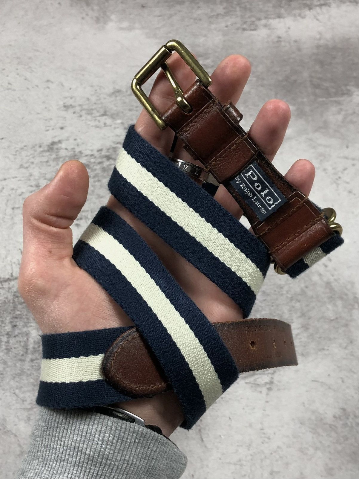 Polo Ralph Lauren Vintage 90s Polo Ralph Lauren Striped Leather Belt Size ONE SIZE - 1 Thumbnail