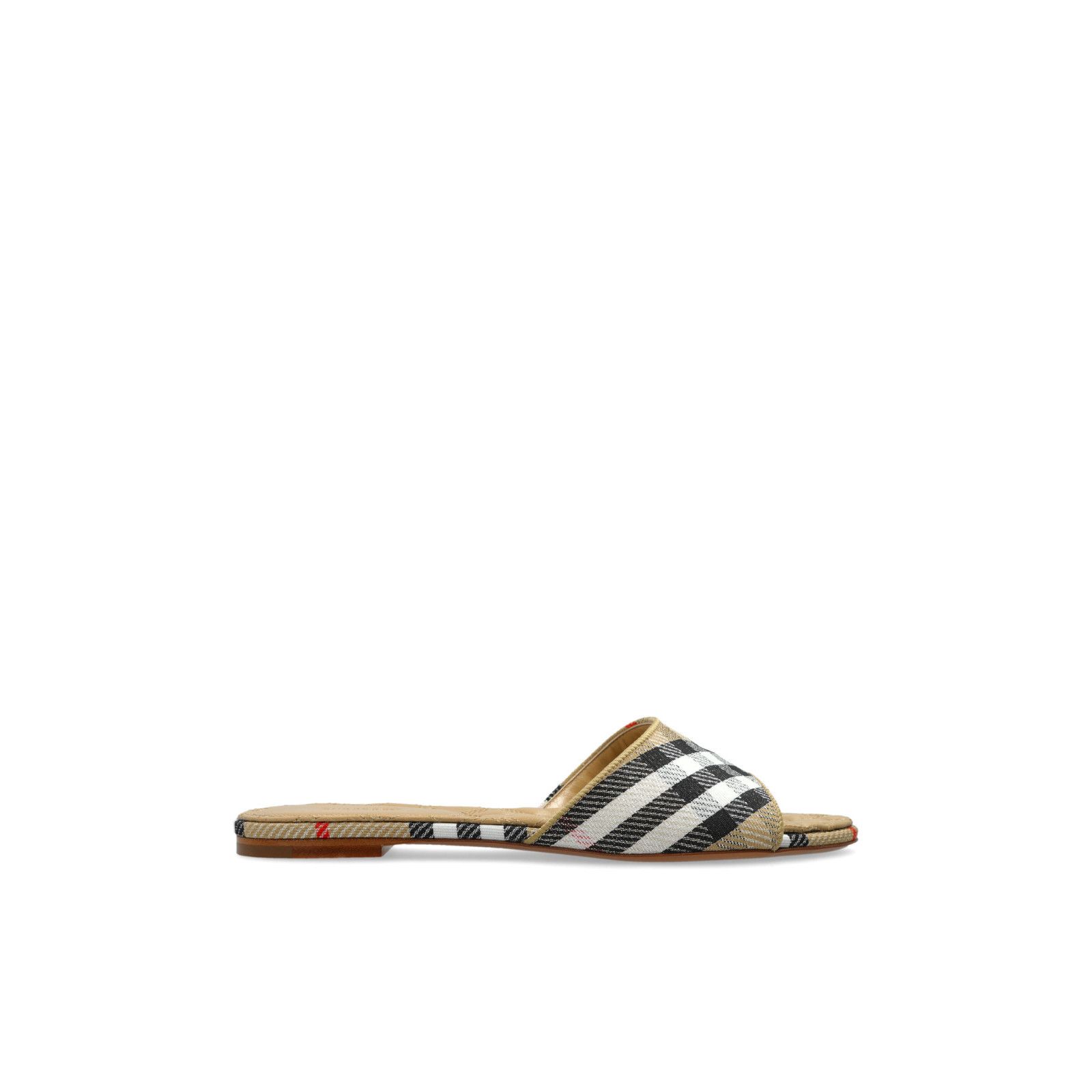 BURBERRY Check Beige Leather Flip Flops New & Authentic (W