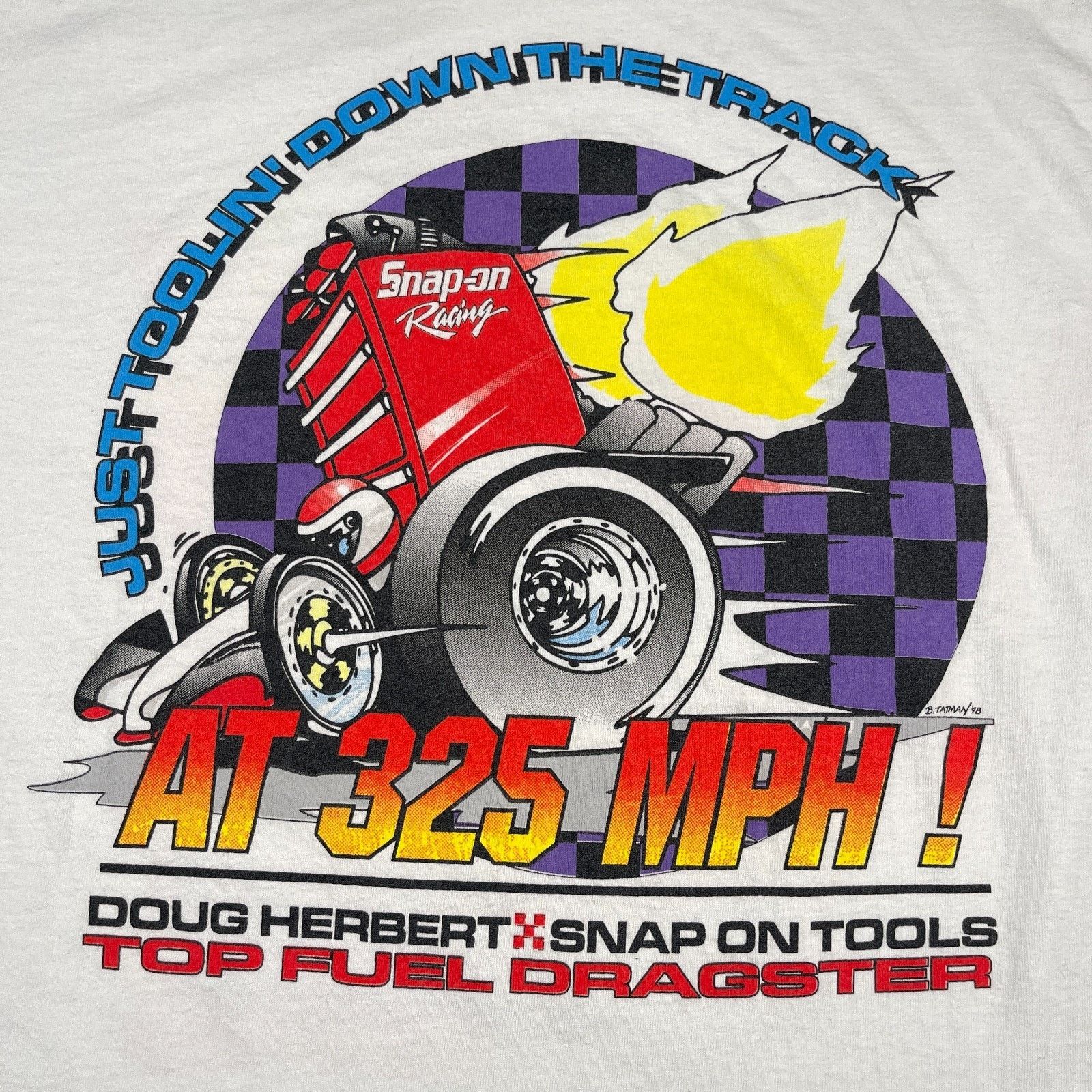NASCAR × Vintage Vintage 1998 Doug Herbert Dragster Racing White Tee T Shirt Size US XL / EU 56 / 4 - 6 Thumbnail