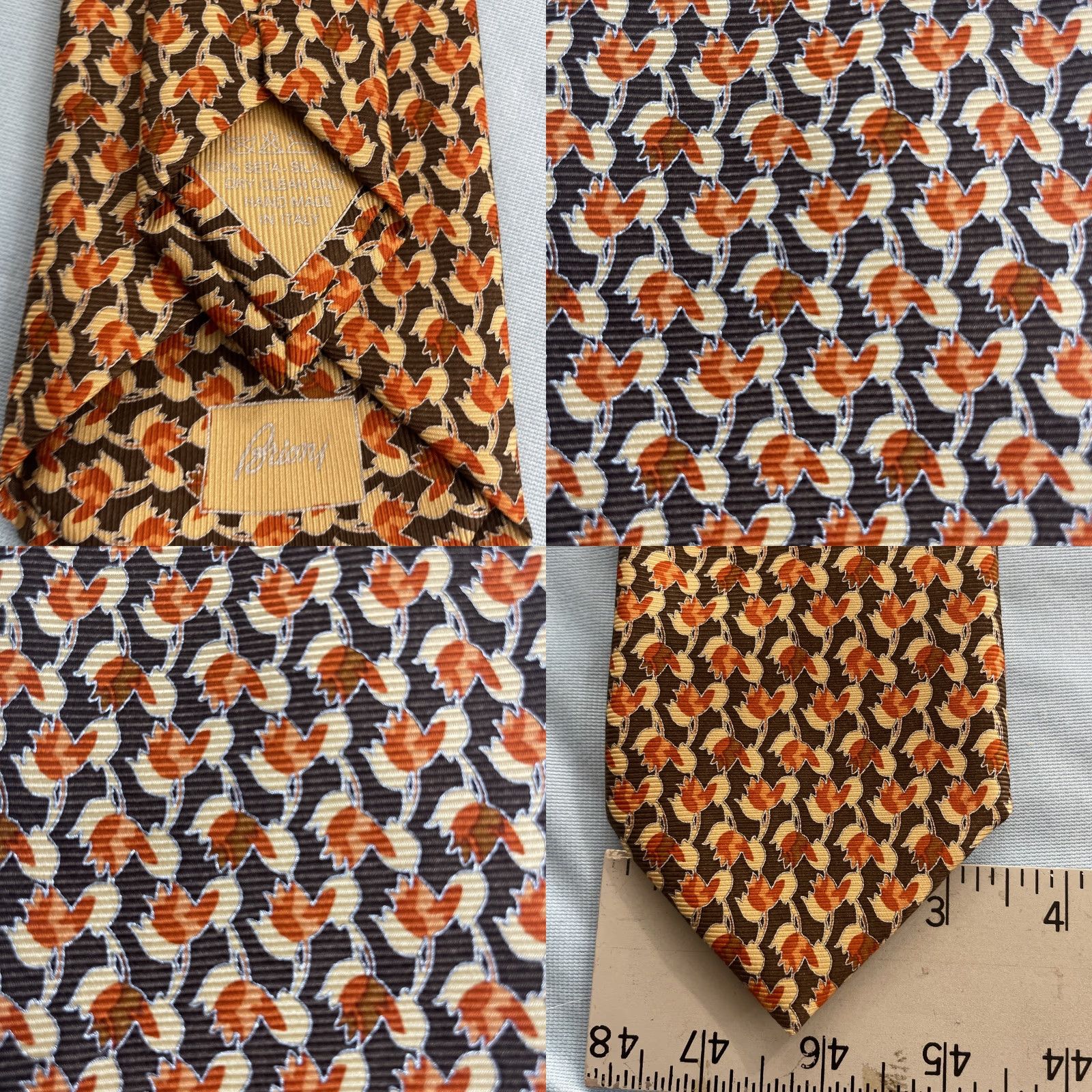 Brioni Brioni Silk Tie Men 3.5x62" Long Geometric Leaves Pattern Dress Business Necktie Size ONE SIZE - 11 Thumbnail