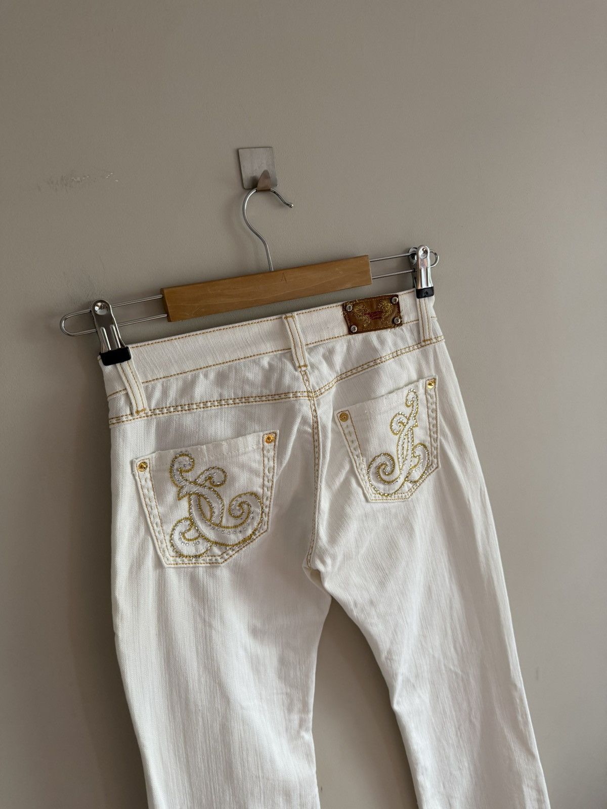 Vintage Dragon Eye White Bootcut Jeans Size 25" / US 0 / IT 36 - 2 Thumbnail