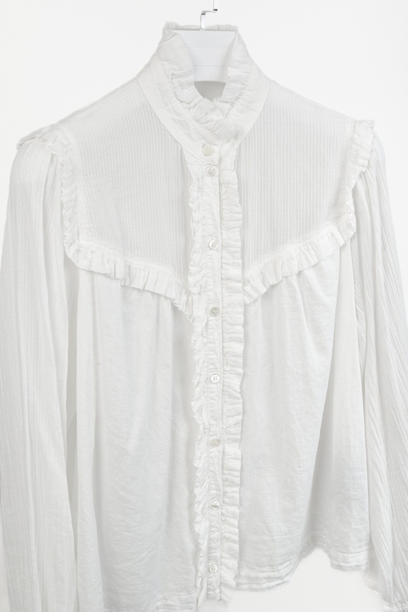 Other Raquel Allegra White Gibson Girl Frills Shirt Size L / US 10 / IT 46 - 3 Thumbnail