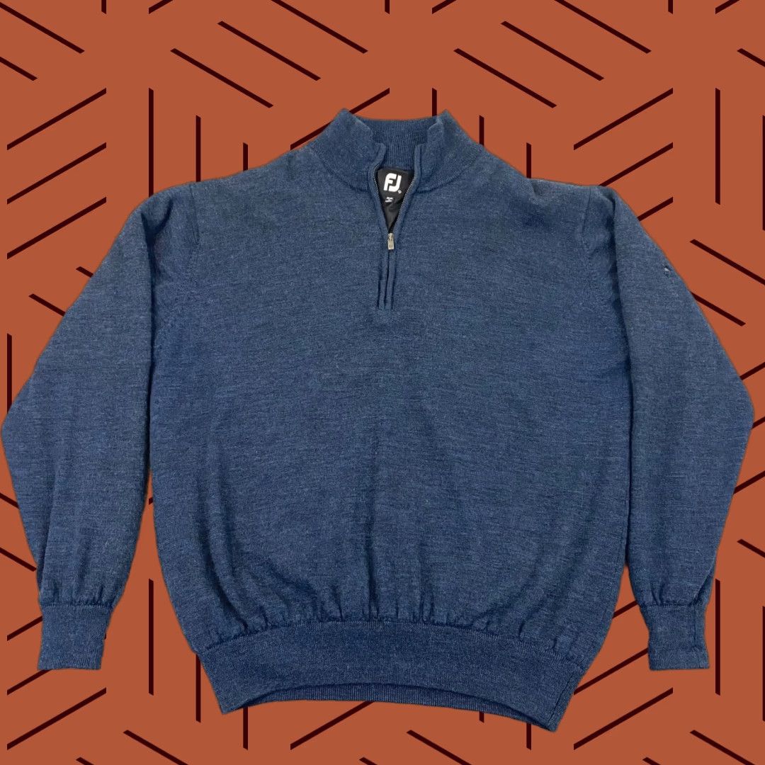 Footjoy FootJoy Sweater Mens XL Blue 100% Wool 1/4 Zip Lined Golf Pullover L/S Size US XL / EU 56 / 4 - 1 Thumbnail