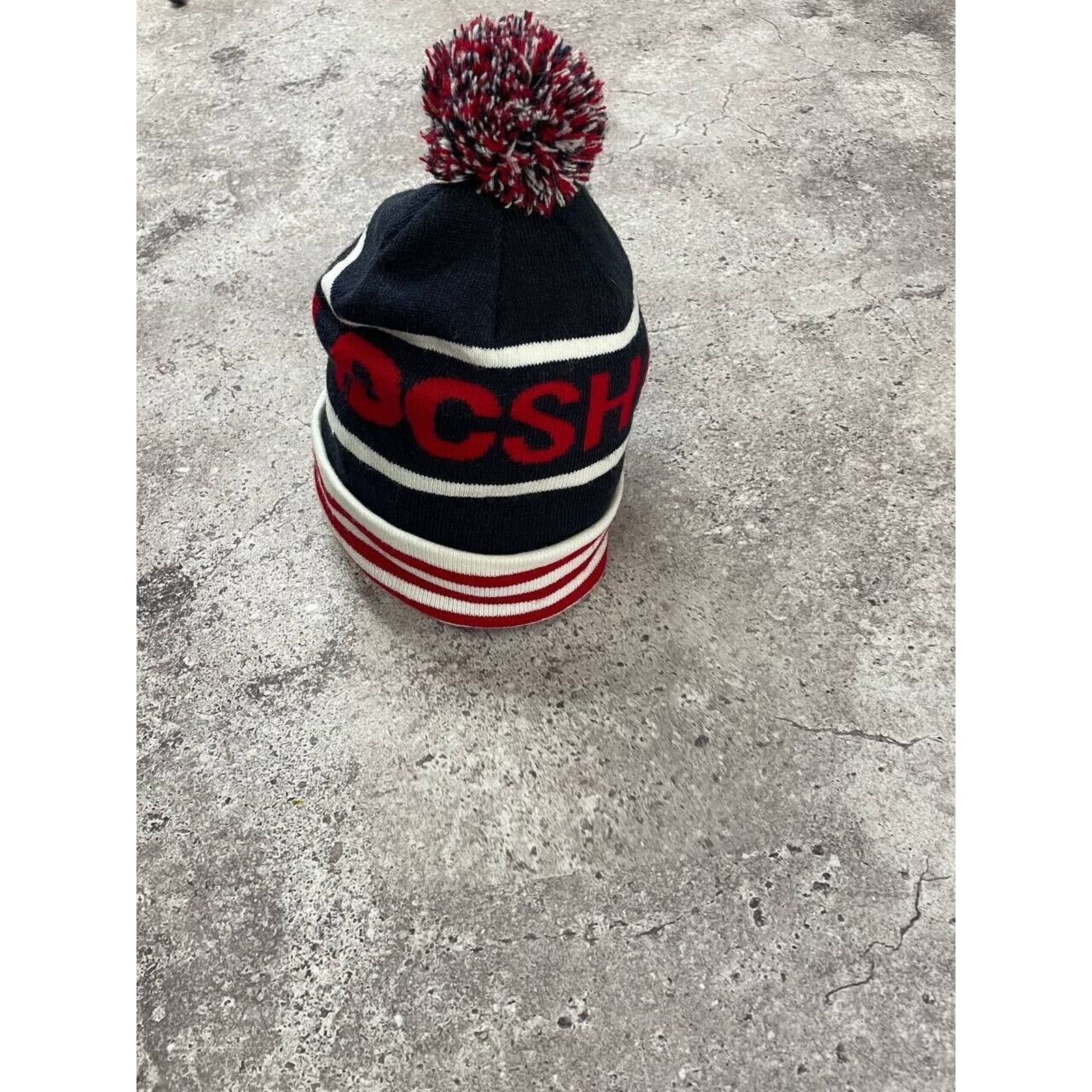 DC × Vintage DC Shoes Knit Beanie Hat Navy Red White Winter Cap Size ONE SIZE - 2 Thumbnail