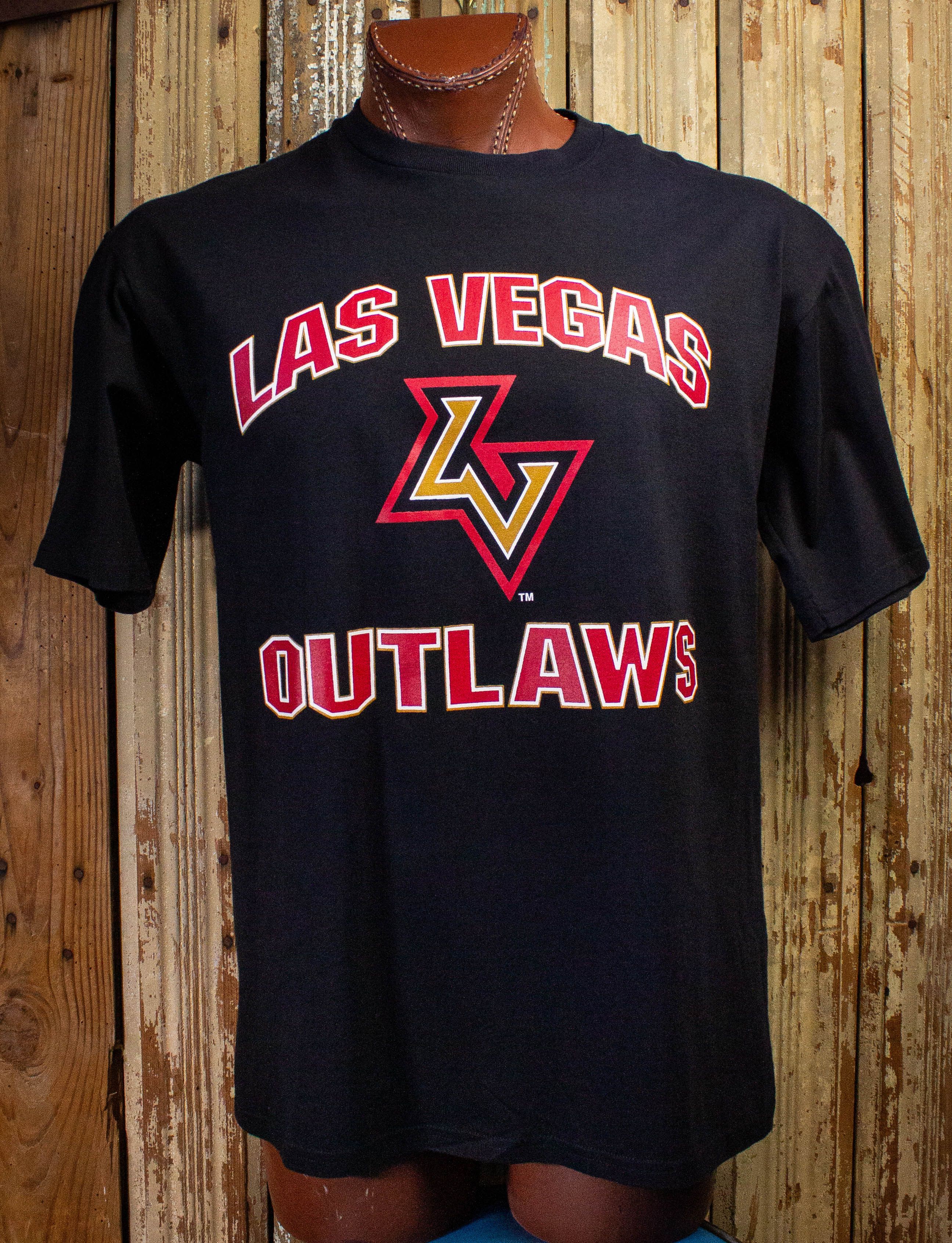 Image of Vintage Xfl Las Vegas Outlaws Graphic T Shirt 2001 in Black, Men's (Size XL)