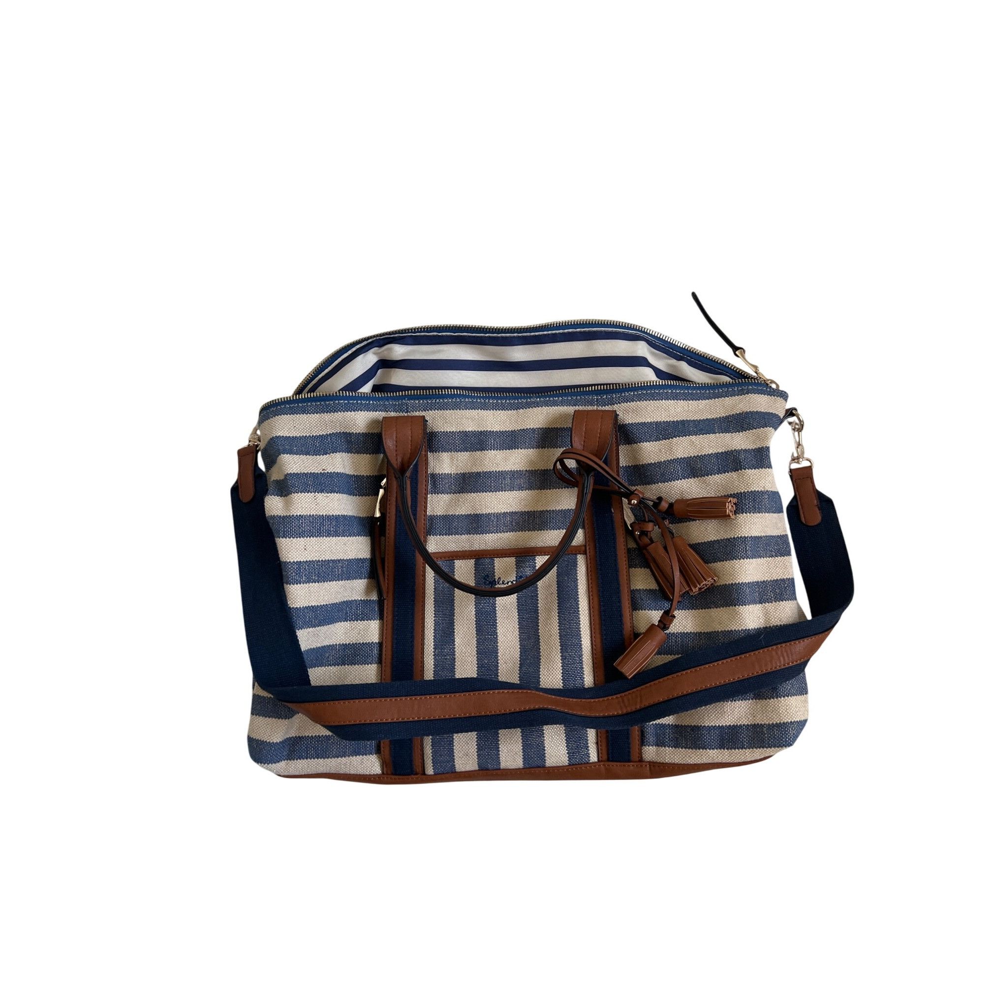 Splendid Splendid Nautical Striped Canvas & Leather Weekender Bag Size ONE SIZE - 1 Thumbnail