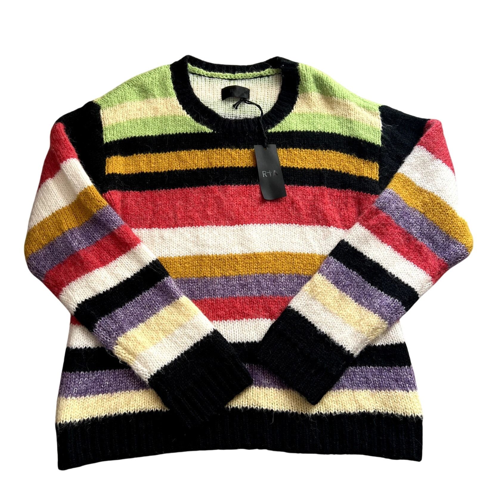 Rta RTA stripped sweater wool alpaca black red green size M S1 Size M / US 6-8 / IT 42-44 - 4 Thumbnail