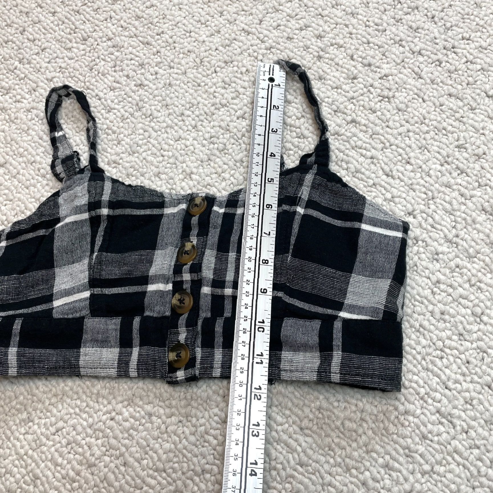 American Eagle Outfitters American Eagle Tank Womens S Multicolor Plaid Button Up Cotton Linen Cropped Cami Top Size S / US 4 / IT 40 - 2 Thumbnail