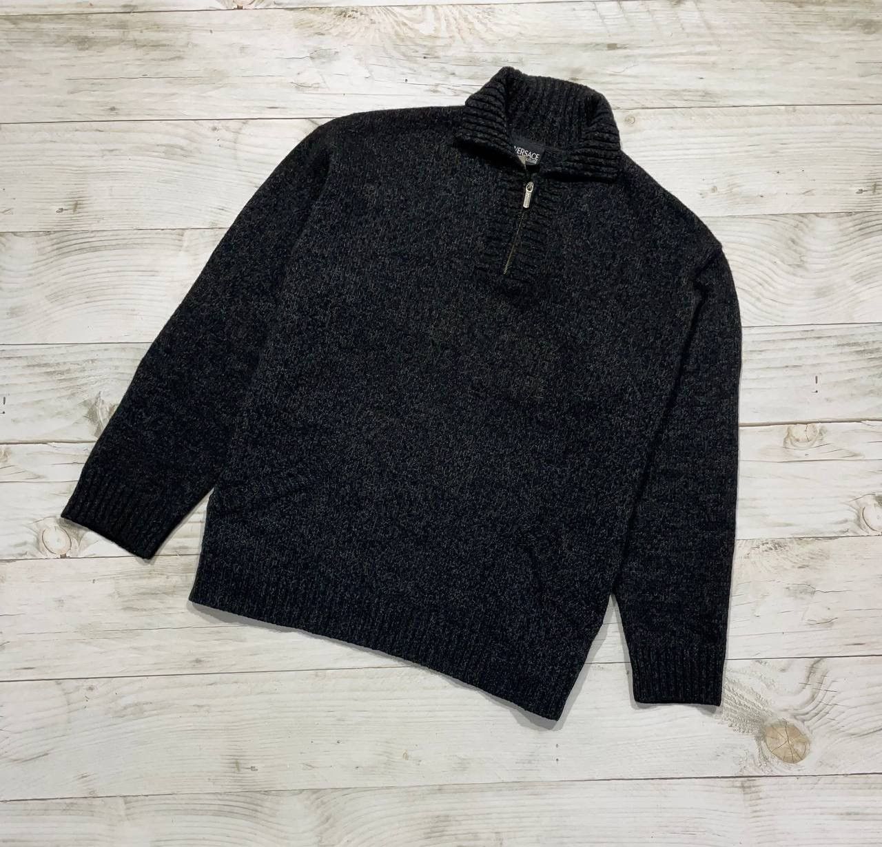 Versace Jeans Couture Versace Jeans Couture Knit Sweater 1/4 Zip Wool Big Logo Size US XXL / EU 58 / 5 - 1 Thumbnail