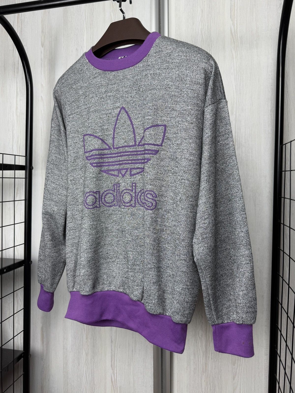Adidas Adidas Vintage 90s Big Logo grey purple sweatshirt jumper Size US M / EU 48-50 / 2 - 5 Thumbnail