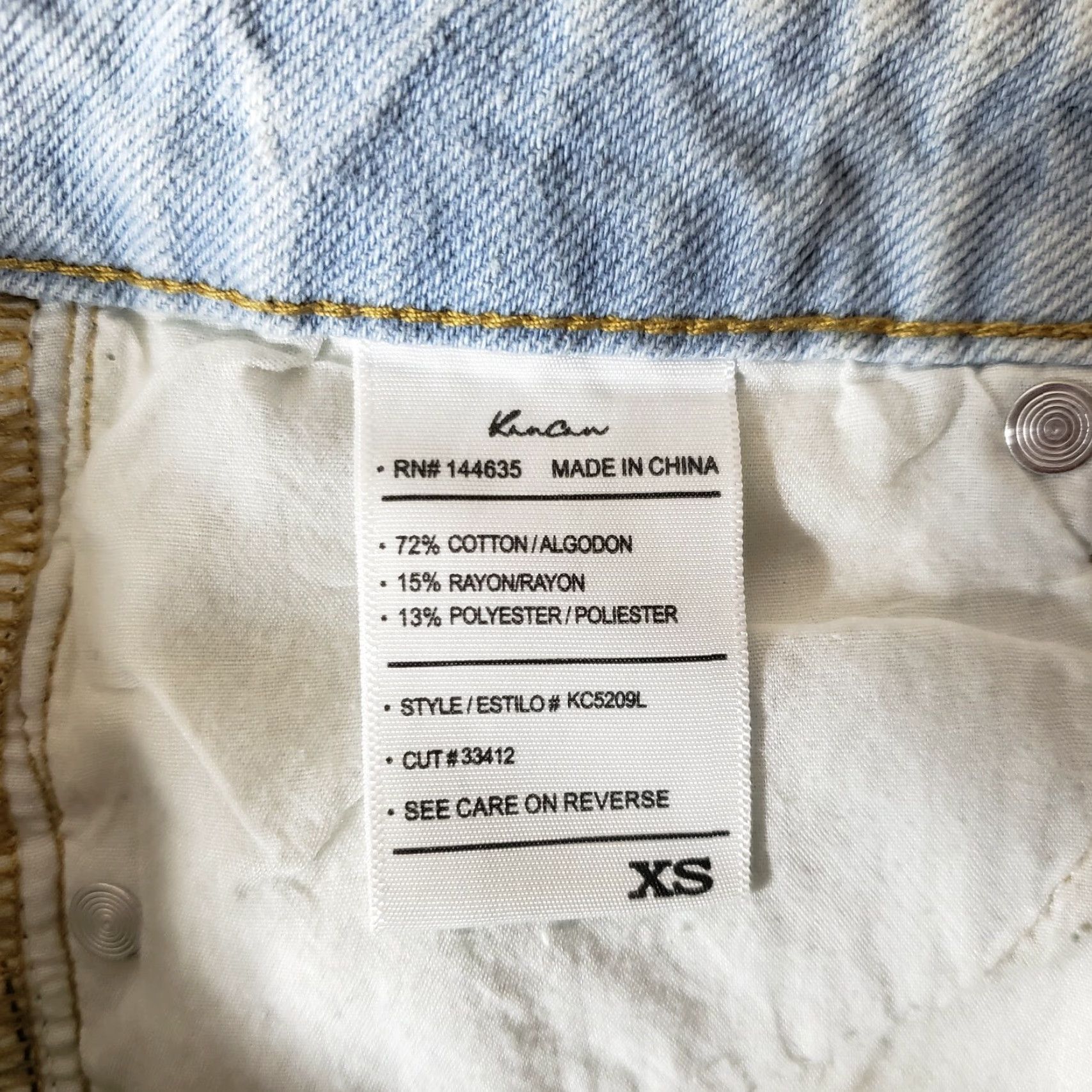 Vintage KanCan High Rise Distressed Light Acid Wash Shorts XS Women Denim Cotton Blend Festival Beach Cut-Off Blue - Womens XS Short Size 26" / US 2 / IT 38 - 7 Thumbnail