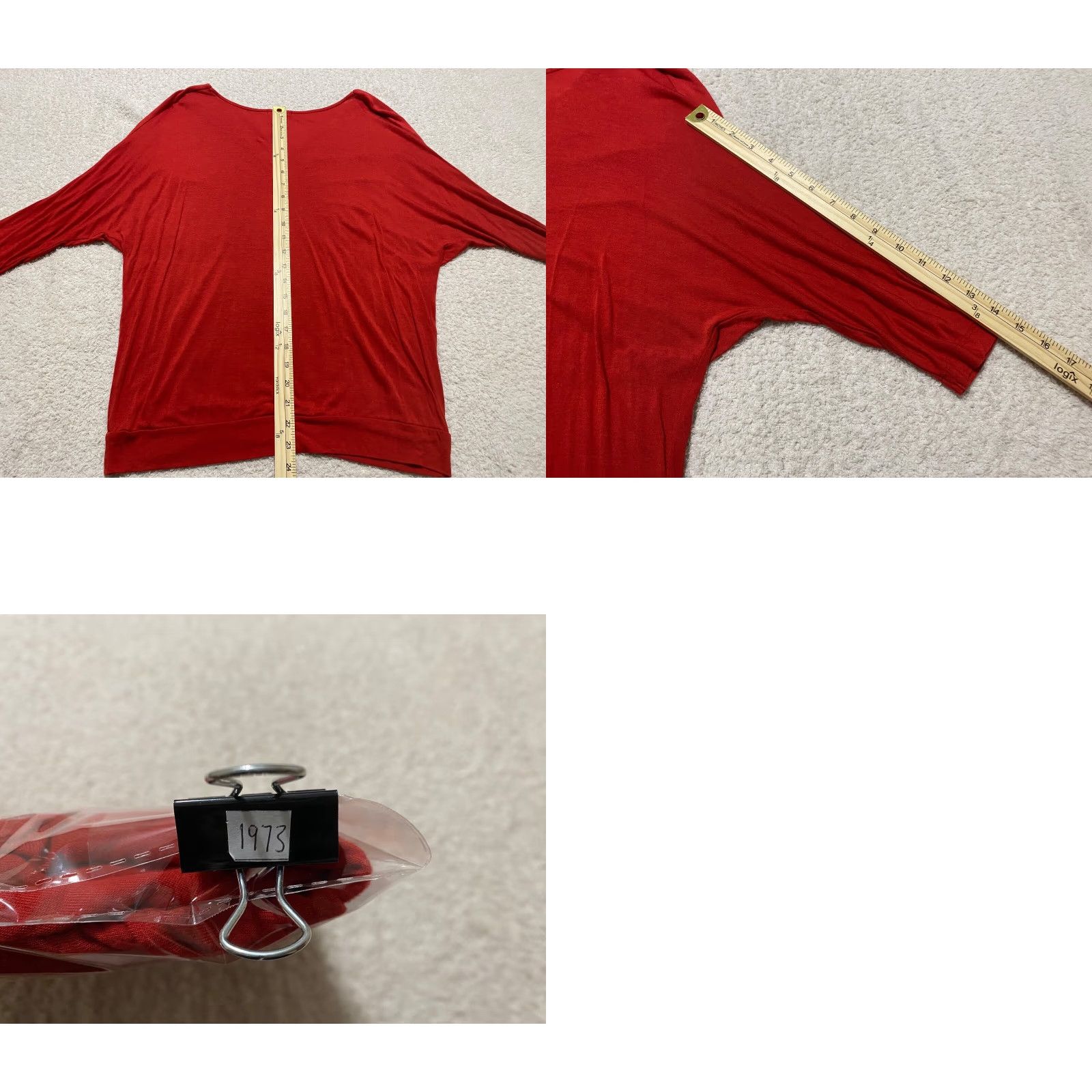Vintage Sundance Shirt Womens Medium 3/4 Sleeve V-Neck Red Blouse Pullover Solid Cotton Rayon (New) Size M / US 6-8 / IT 42-44 - 8 Thumbnail