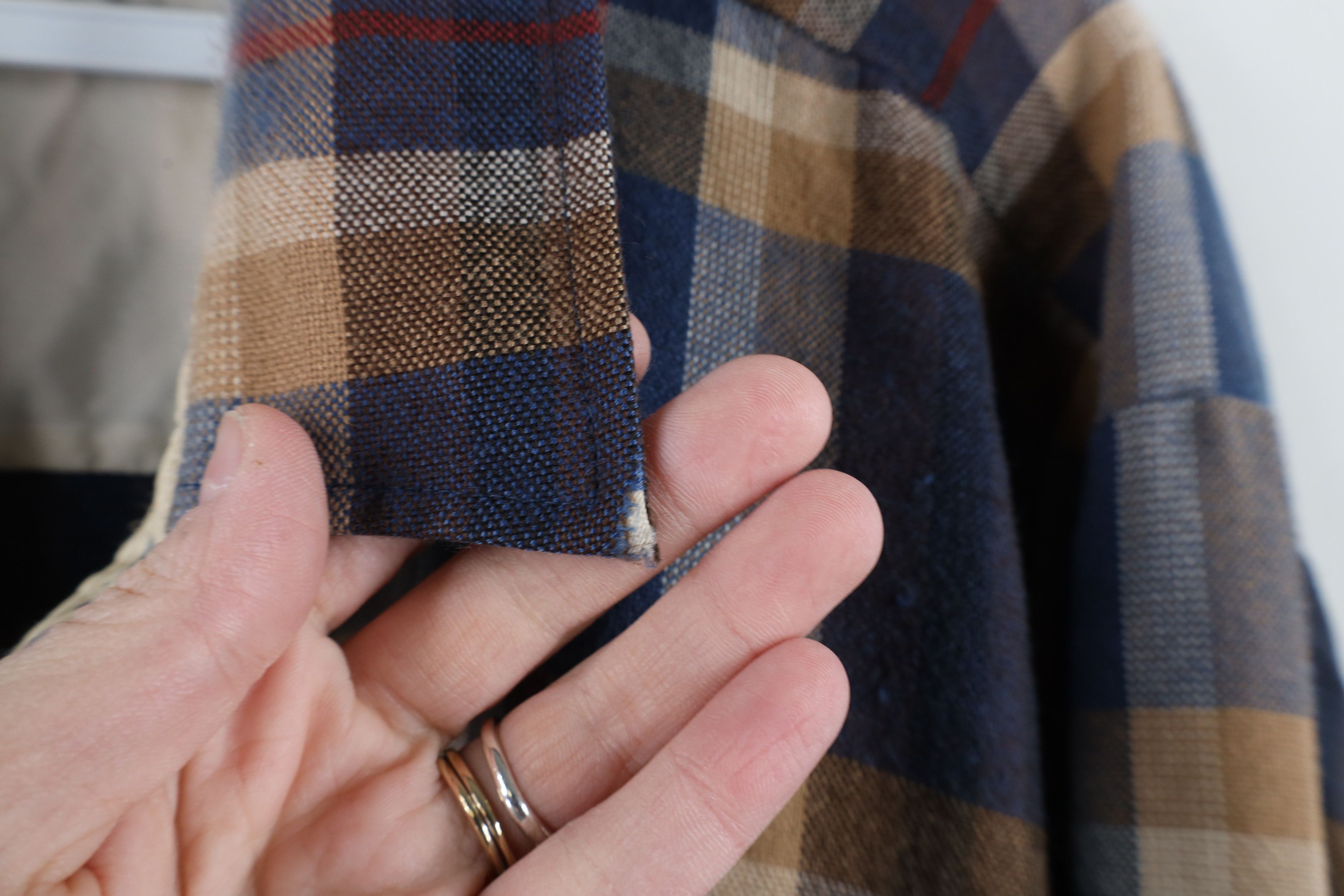 Vintage Vintage 70s 80s Distressed Knit Collared Button Shirt Plaid Size US XXL / EU 58 / 5 - 12 Thumbnail