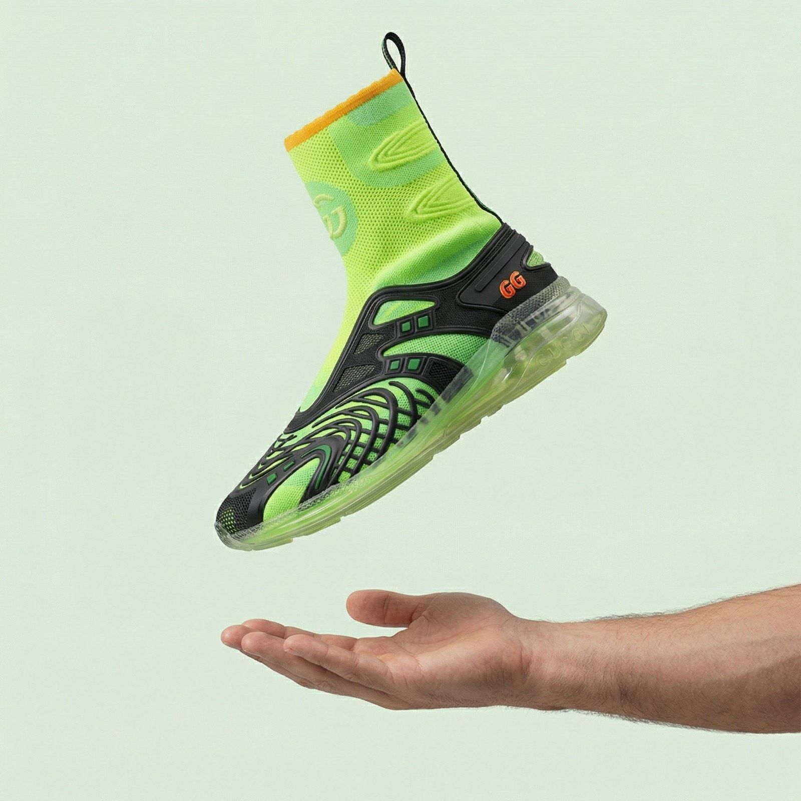 Gucci Auth GUCCI Ultrapace R Mid-Top Neon Reflective Sock Sneakers Size US 7 / EU 40 - 1 Thumbnail