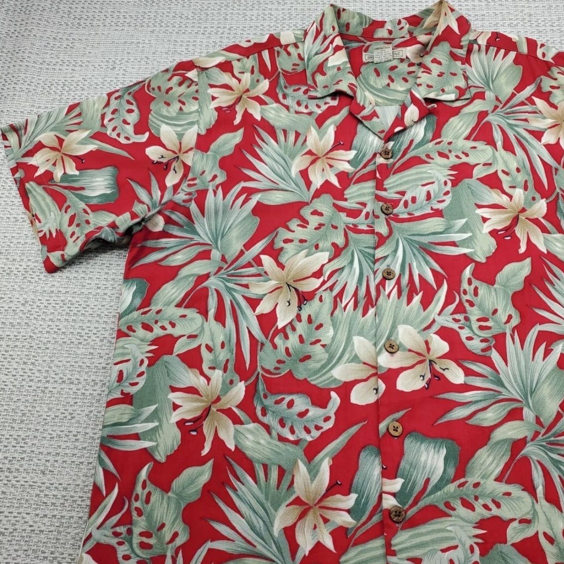 ALOHAS VINTAGE Waterstone Hawaiian Shirt Mens L Red Floral Aloha Button-Up Short Sleeve Casual Vintage Size US L / EU 52-54 / 3 - 3 Thumbnail