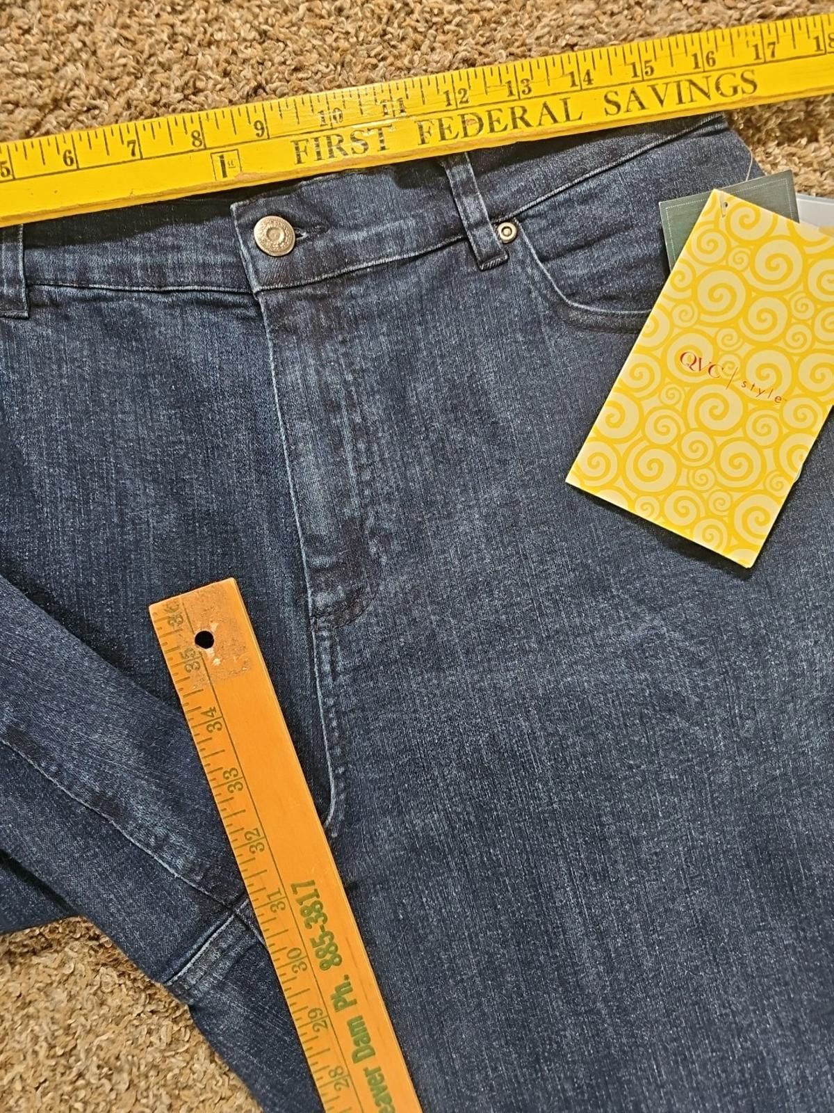 Denim & Co. Denim & Company L Flared Blue Jeans Embroidered Flowers NWT Size 36" / US 14 / IT 50 - 4 Thumbnail