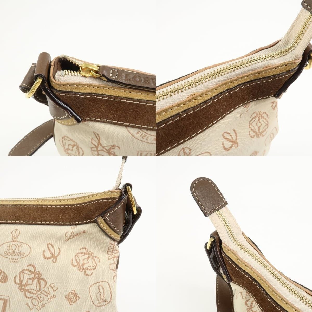 Loewe Loewe Anagram Canvas Suede Leather Shoulder Bag Beige Size ONE SIZE - 6 Thumbnail