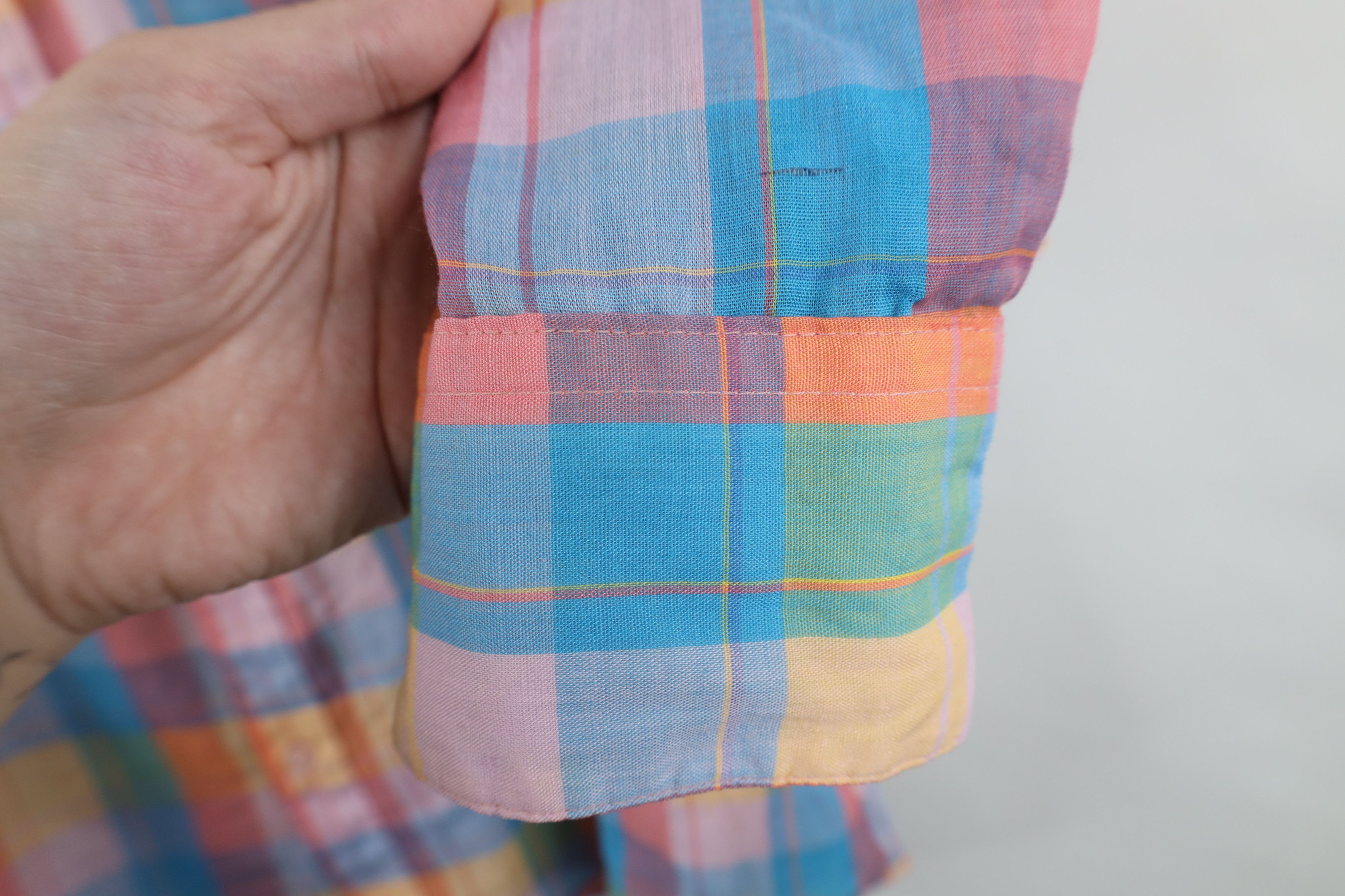 Vintage Vintage 70s Streetwear Rainbow Madras Plaid Button Shirt USA Size US L / EU 52-54 / 3 - 10 Thumbnail