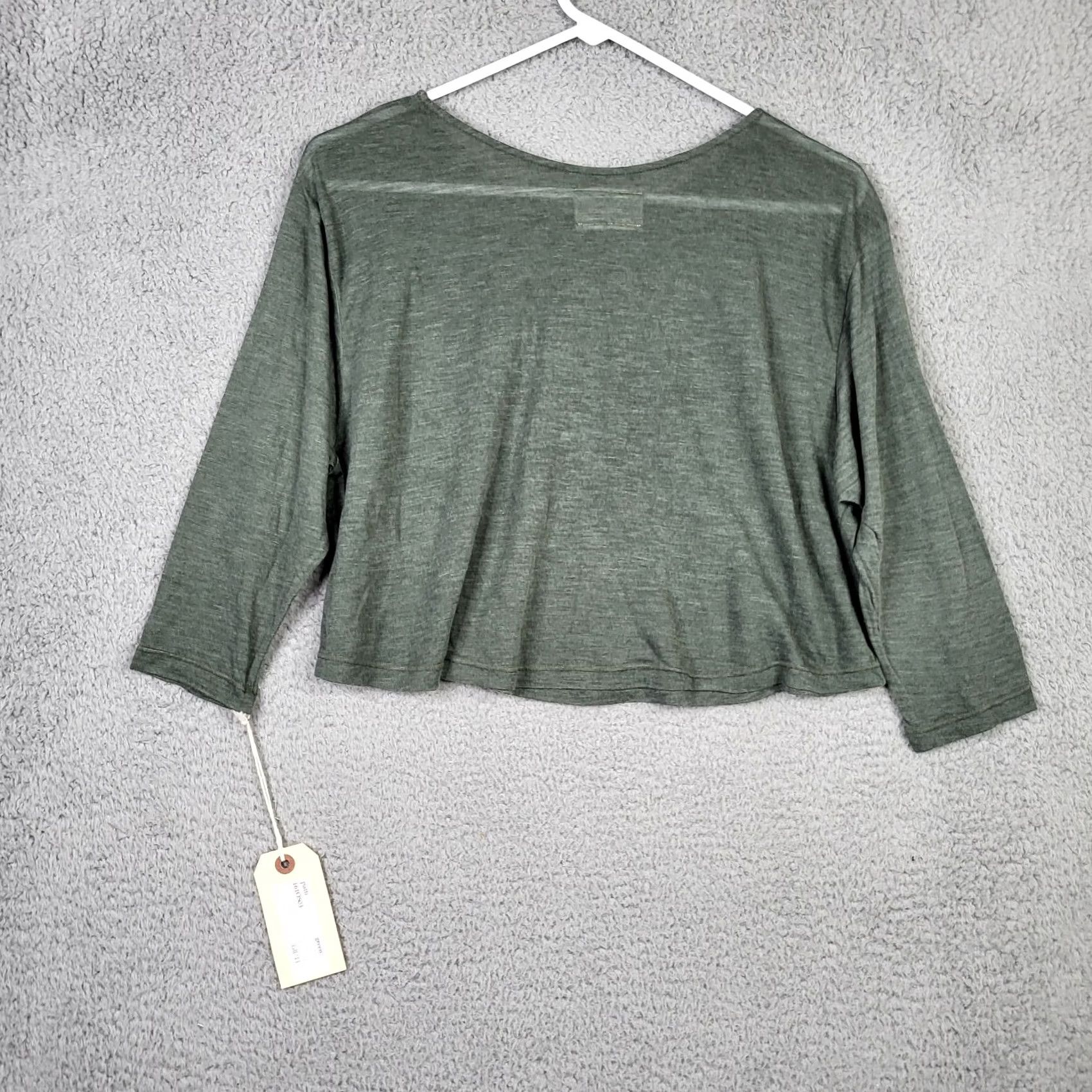 Market Market Women’s Crop Tee 3/4 Sleeve Green Slim Cropped Shirt Size 1 | Cotton Blend Size XS / US 0-2 / IT 36-38 - 5 Thumbnail