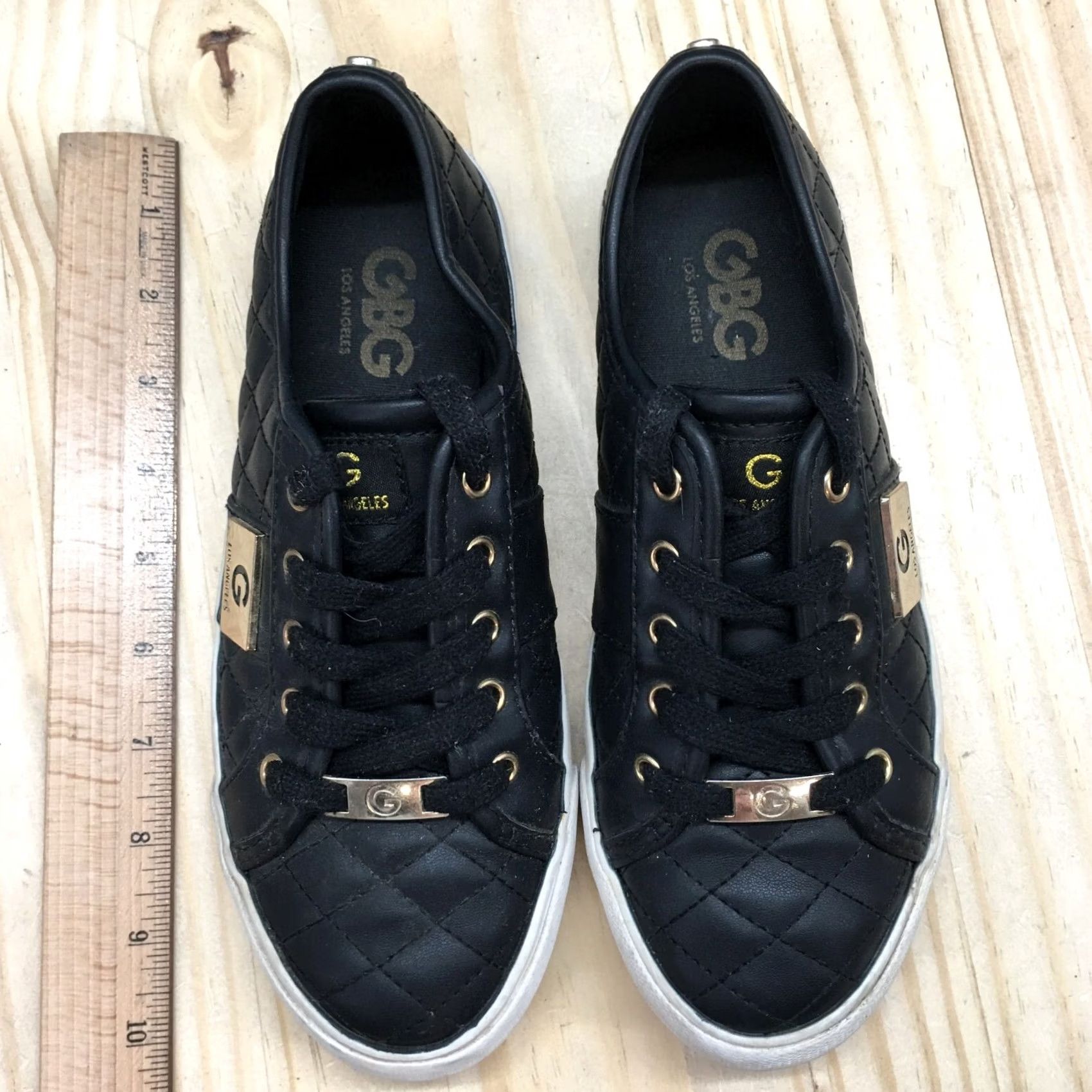 Guess G by GUESS Shoes Womens 6 M Backer 2 Quilted Low Top Sneakers Black Faux Leather Size M / US 6-8 / IT 42-44 - 5 Thumbnail