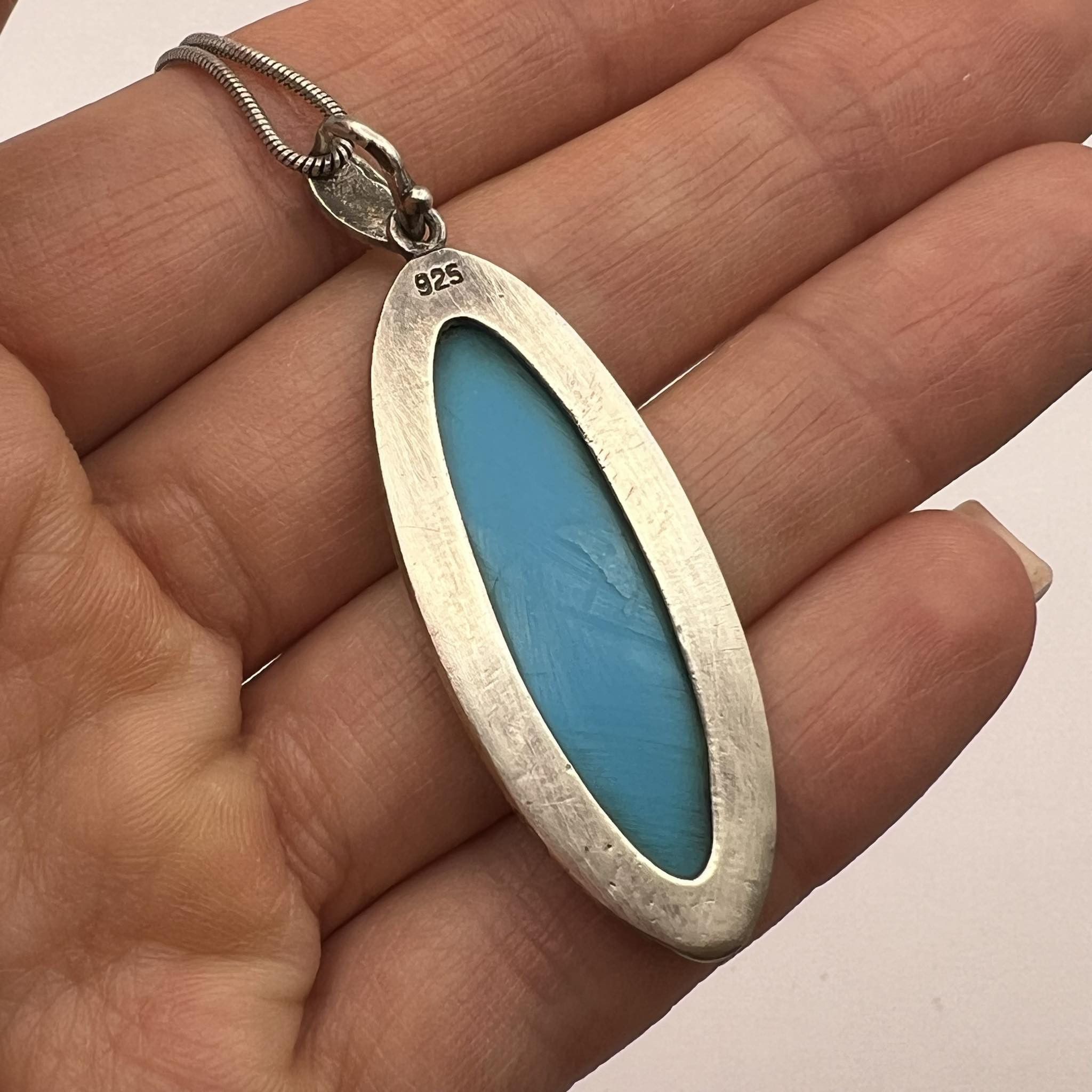Jewelry Vintage Sterling Silver 925 Necklace Pendant Turquoise 9.7g Size ONE SIZE - 5 Thumbnail