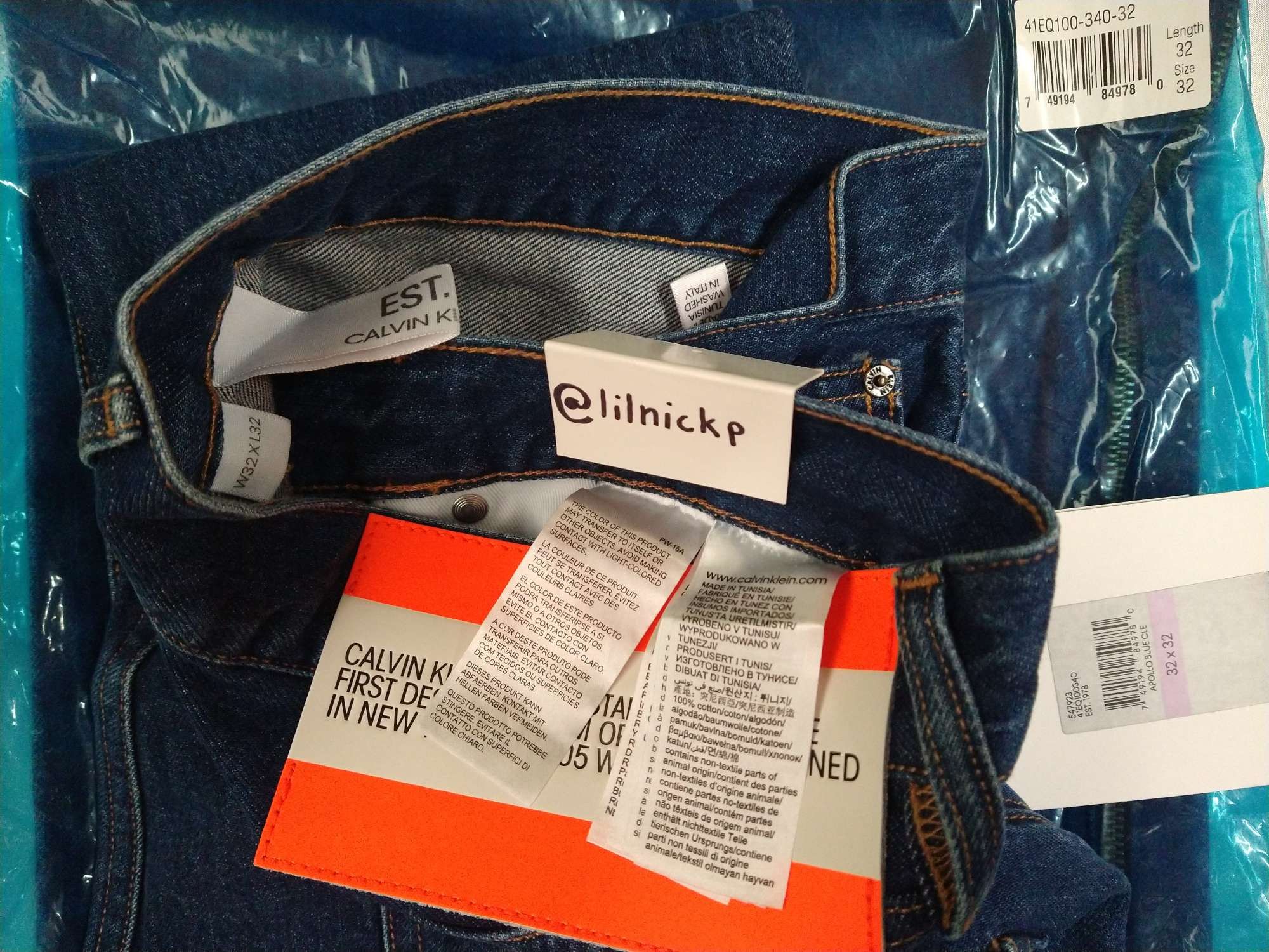 Calvin Klein 205W39NYC EST. 1978 Narrow Leg Apollo Blue Jeans Size US 32 / EU 48 - 3 Thumbnail