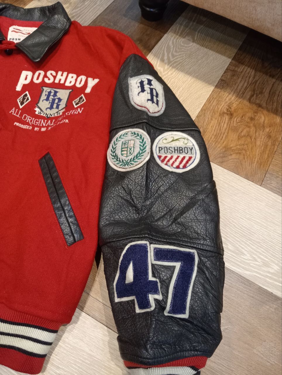 Japanese Brand VINTAGE POSHBOY PATCHES VARSITY JACKET Size US L / EU 52-54 / 3 - 13 Thumbnail