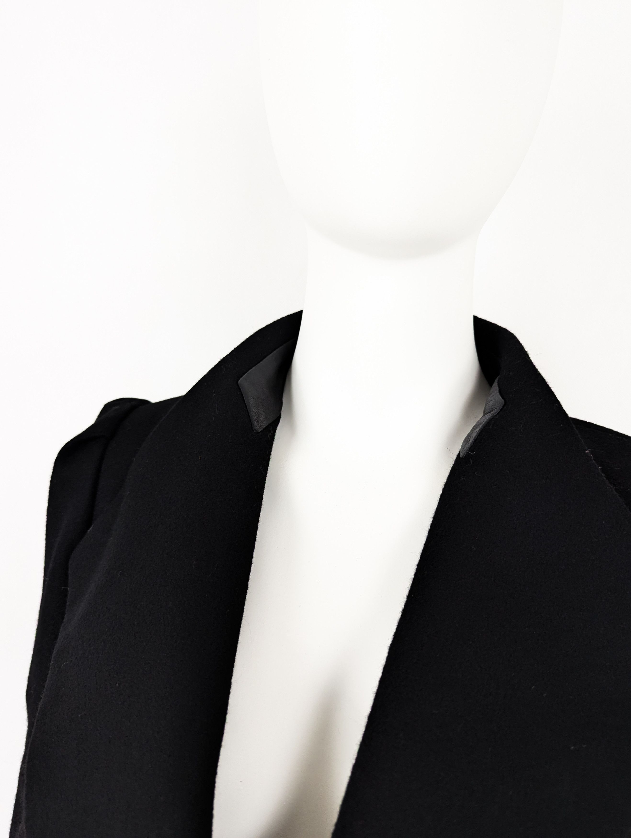 Dries Van Noten Dries Van Noten black wool leather coat M Size M / US 6-8 / IT 42-44 - 2 Thumbnail