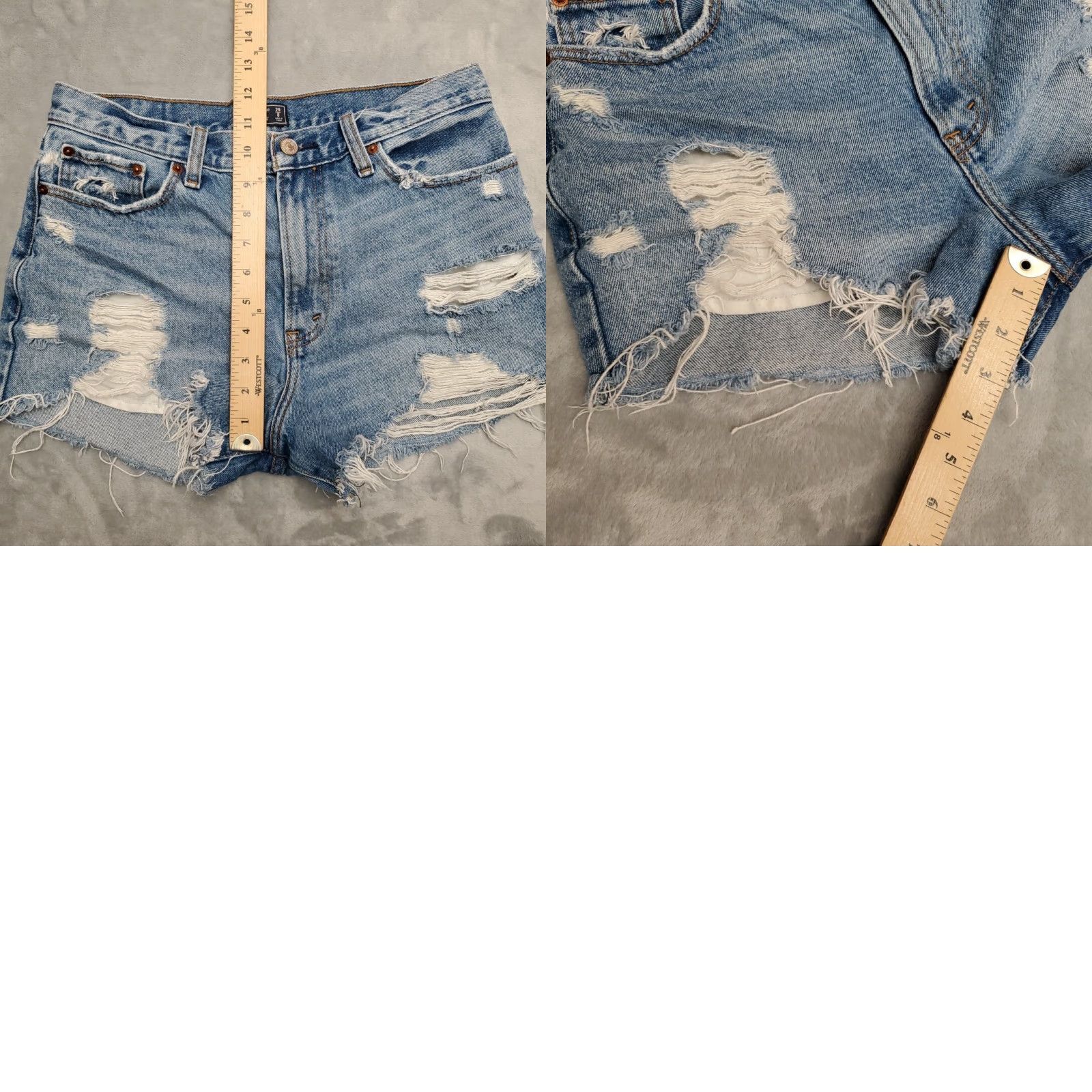 Abercrombie & Fitch Abercrombie & Fitch Shorts Women 29 Blue Denim Booty Biker Y2K Micro Mini Grunge Size 29" - 9 Thumbnail