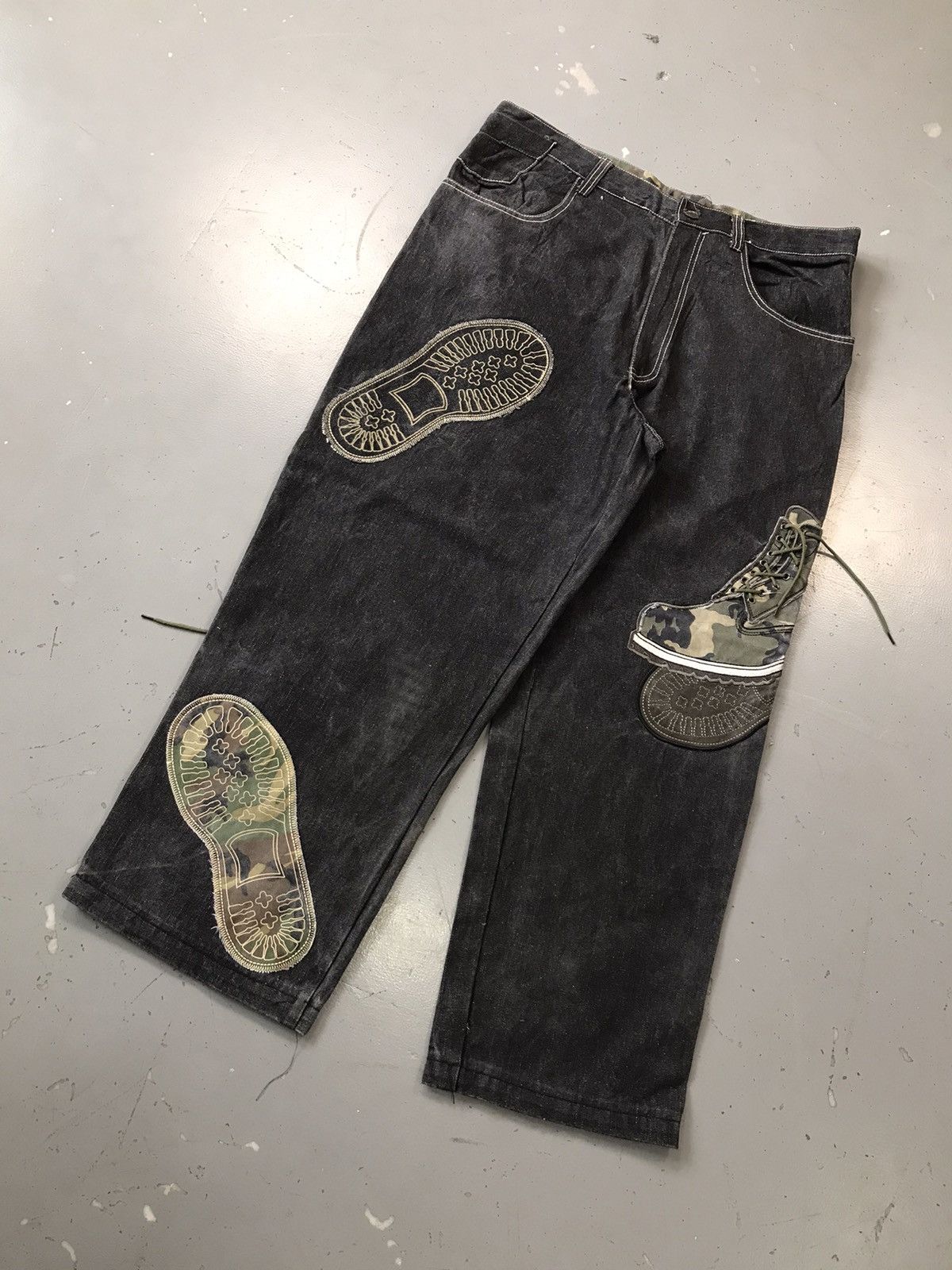Vintage Vintage Y2K shoe patchwork baggy denim Size US 40 / EU 56 - 3 Thumbnail