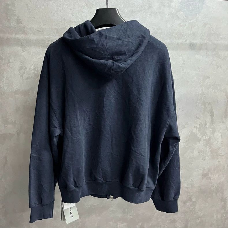 Balenciaga Balenciaga Dark blue letter pattern print zip-up hooded lo Size US S / EU 44-46 / 1 - 2 Thumbnail