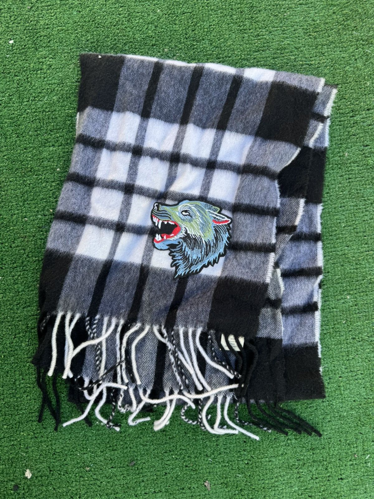 Neiman Marcus Neiman Marcus Plaid Scarf w/ Wolf Patch Size ONE SIZE - 1 Thumbnail