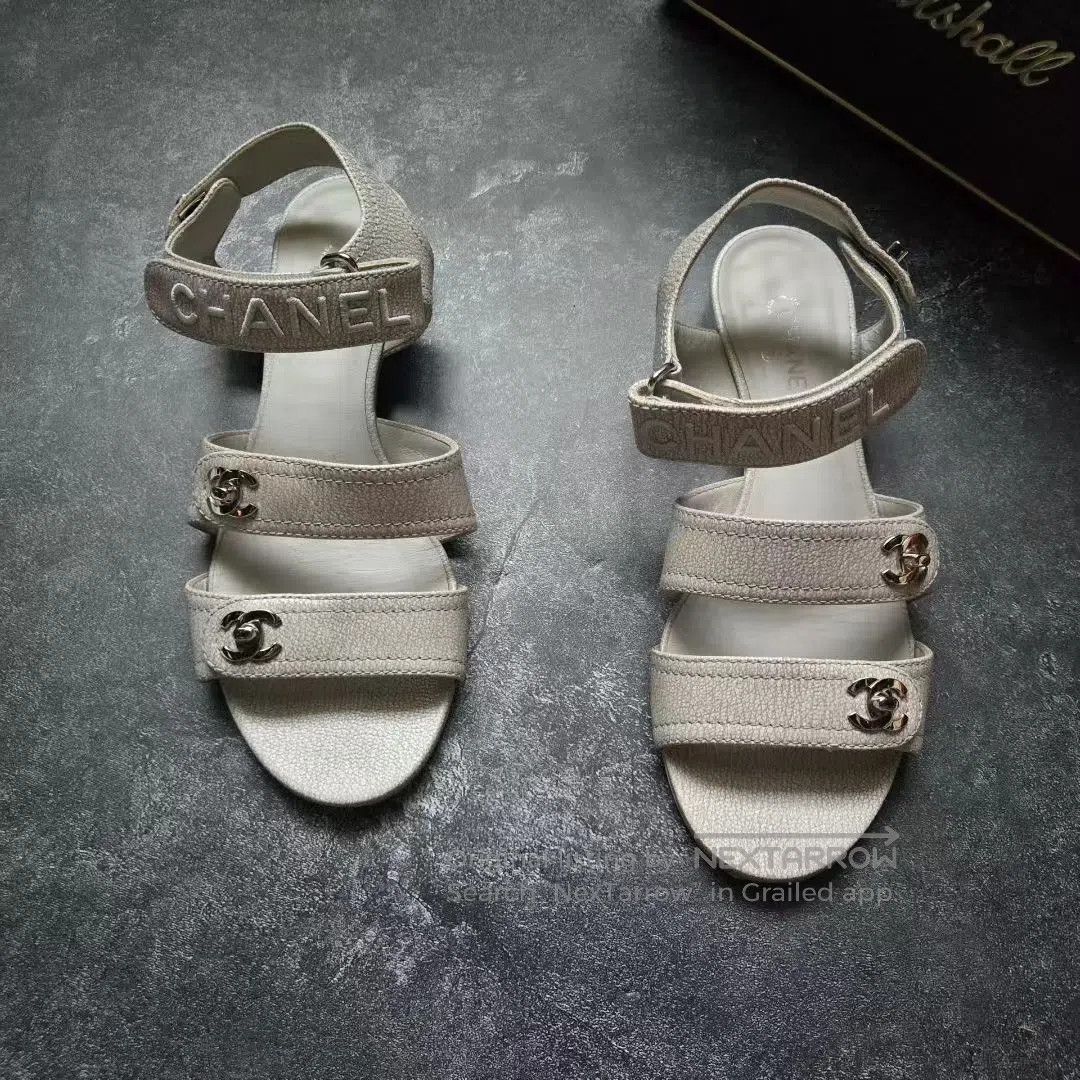 Chanel Chanel Chanel Beige Velcro Sandals| Size US 6 / IT 36 - 1 Thumbnail