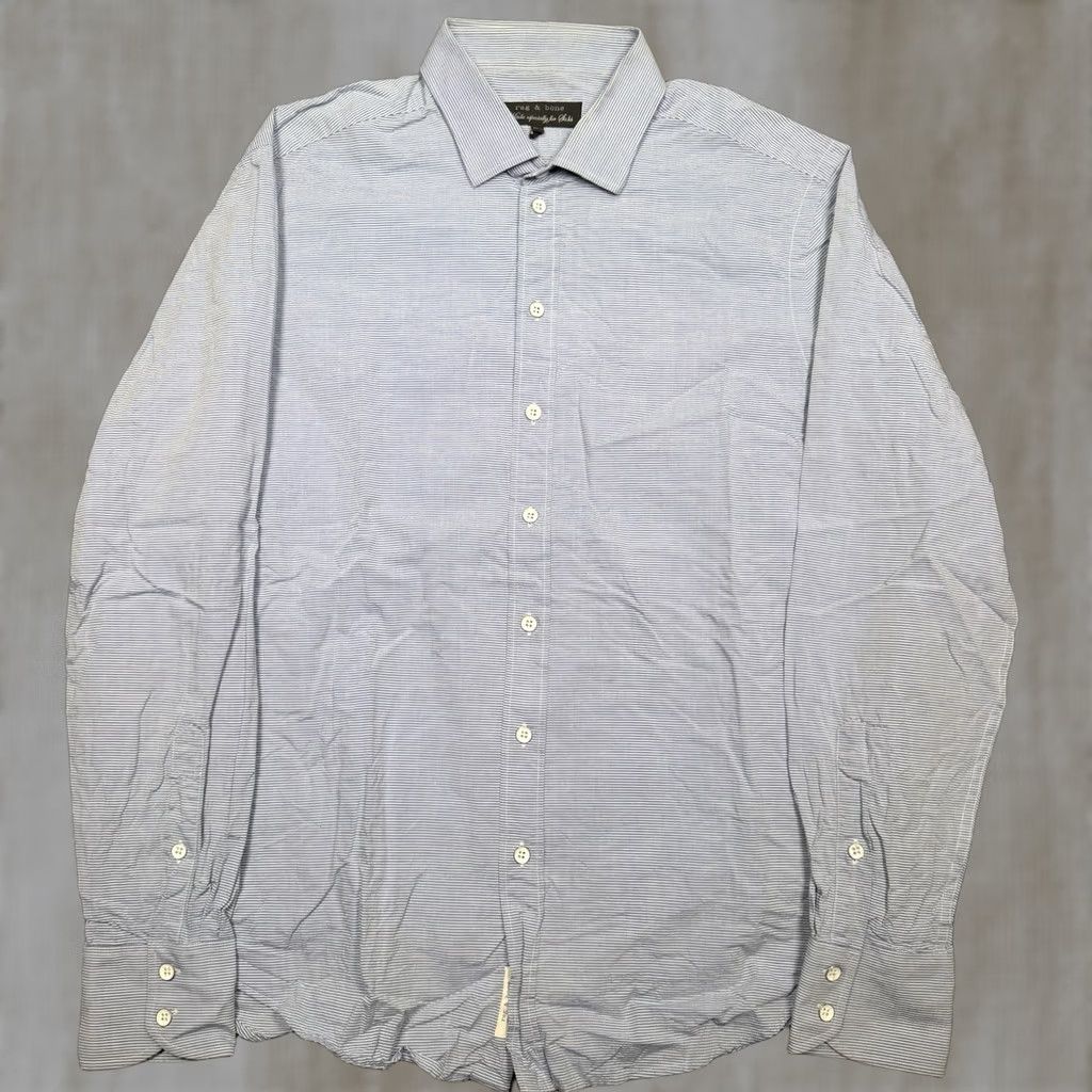 Vintage Rag And Bone Shirt Men’s 16.5 Saks Fight Avenue Cotton Striped Long Sleeve Blue Size US XL / EU 56 / 4 - 1 Thumbnail
