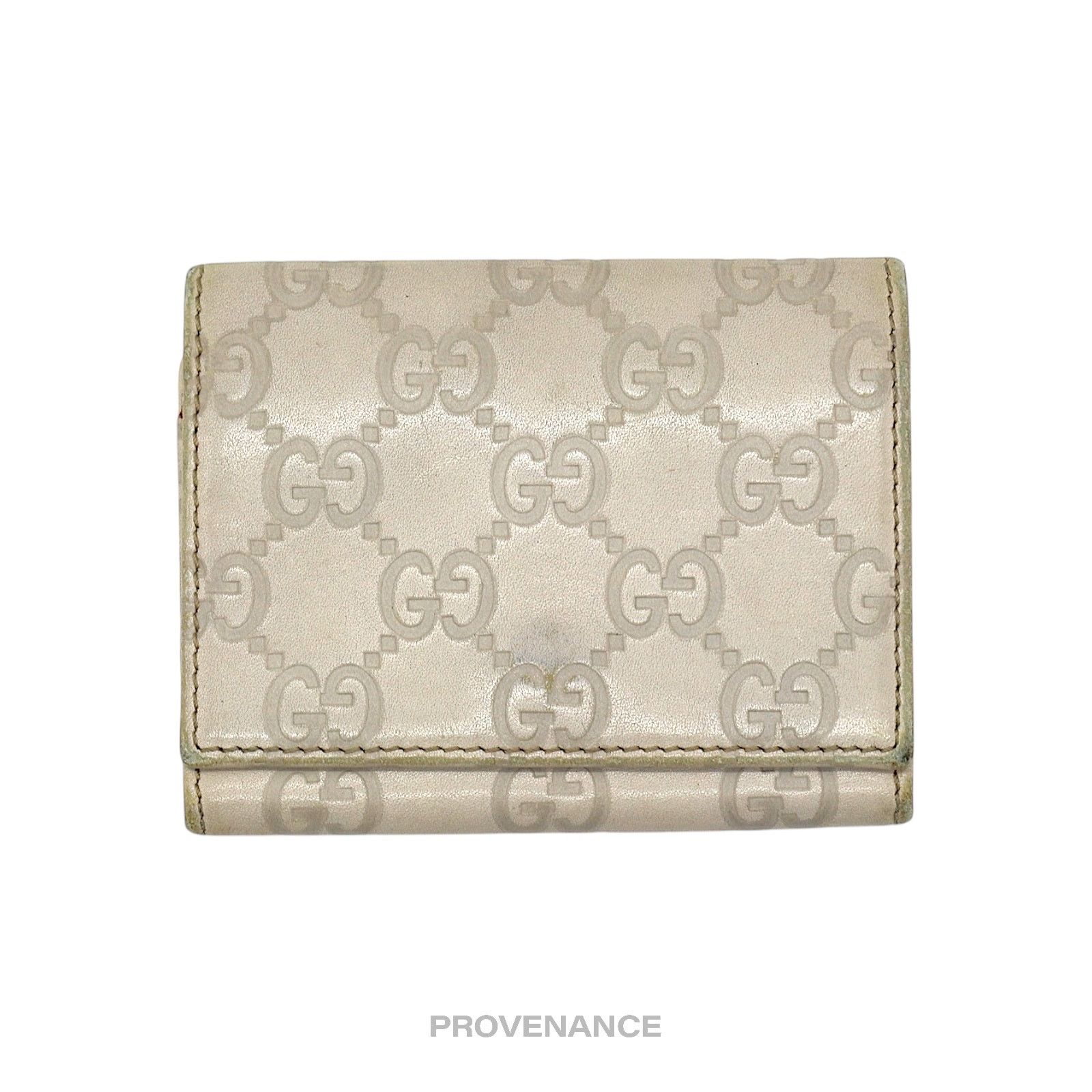 Gucci 🔴 Gucci Card Wallet - Chalk Guccissima Leather Size ONE SIZE - 1 Thumbnail