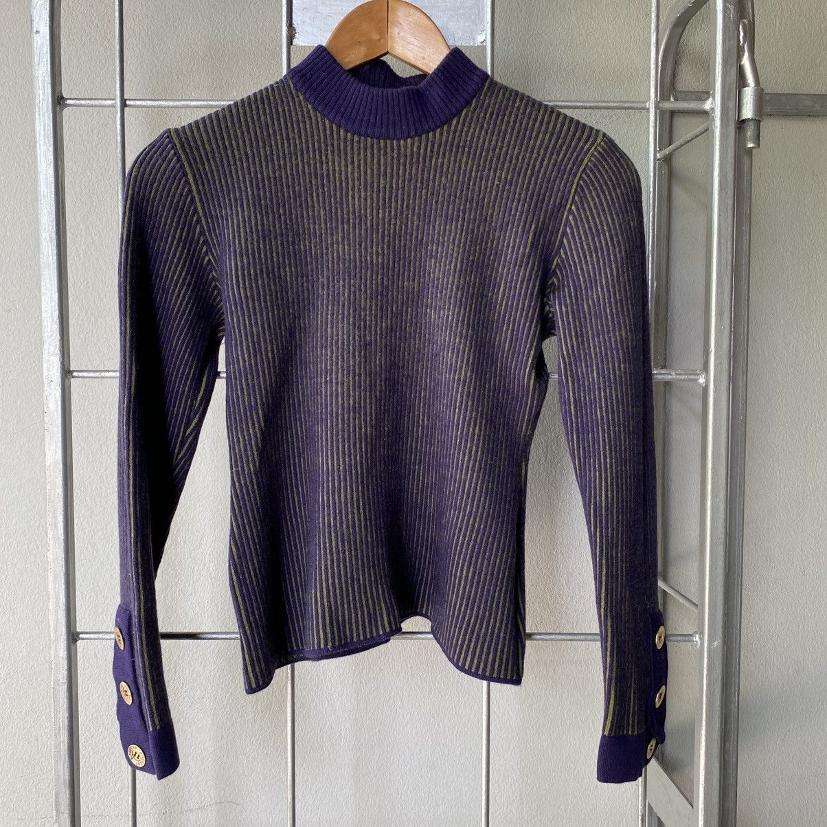 Givenchy GIVENCHY Purple Ribbed Knit Sweater Size XS / US 0-2 / IT 36-38 - 6 Thumbnail