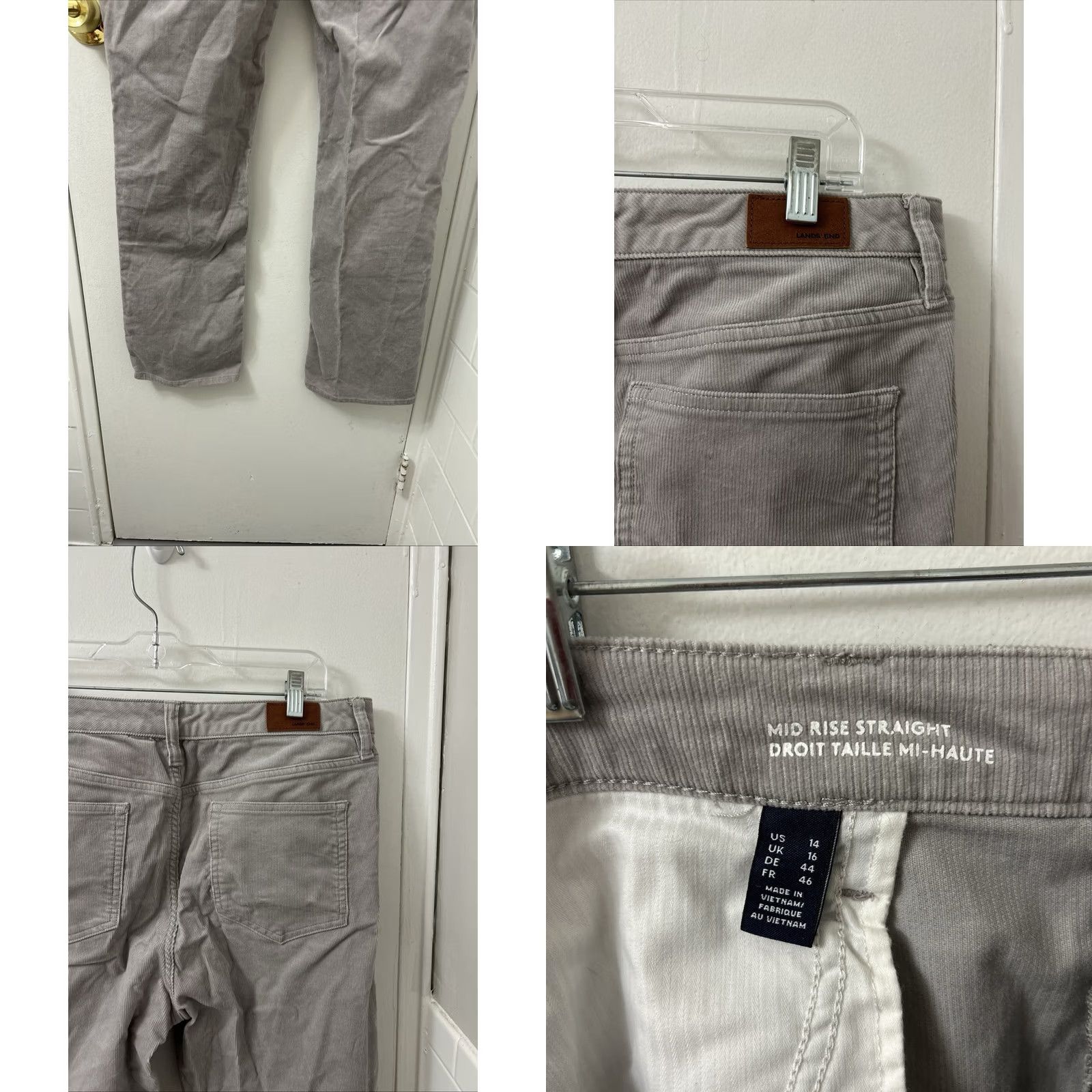 Lands' End Lands' End Corduroy Pants Womens 14 Gray 36x31 Straight Mid Rise Zipper Button Pockets Stretch Comfort Size 36" / US 14 / IT 50 - 8 Thumbnail