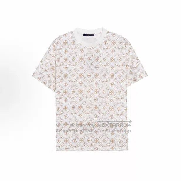 Louis Vuitton Louis Vuitton Beige full logo short sleeve Size US S / EU 44-46 / 1 - 1 Thumbnail